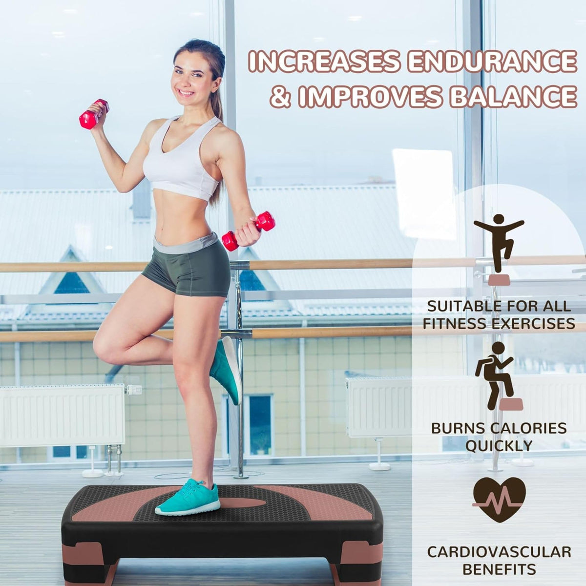 31" Adjustable Step Aerobic Platform with 4 Stackable Risers U74387