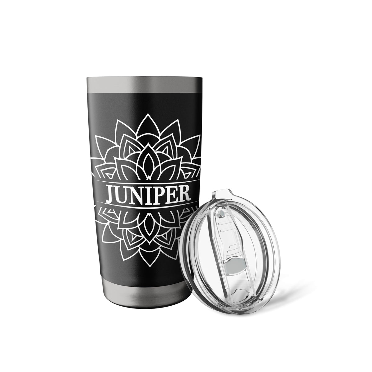 Black White Stainless Steel Insulated Travel Mug F6328