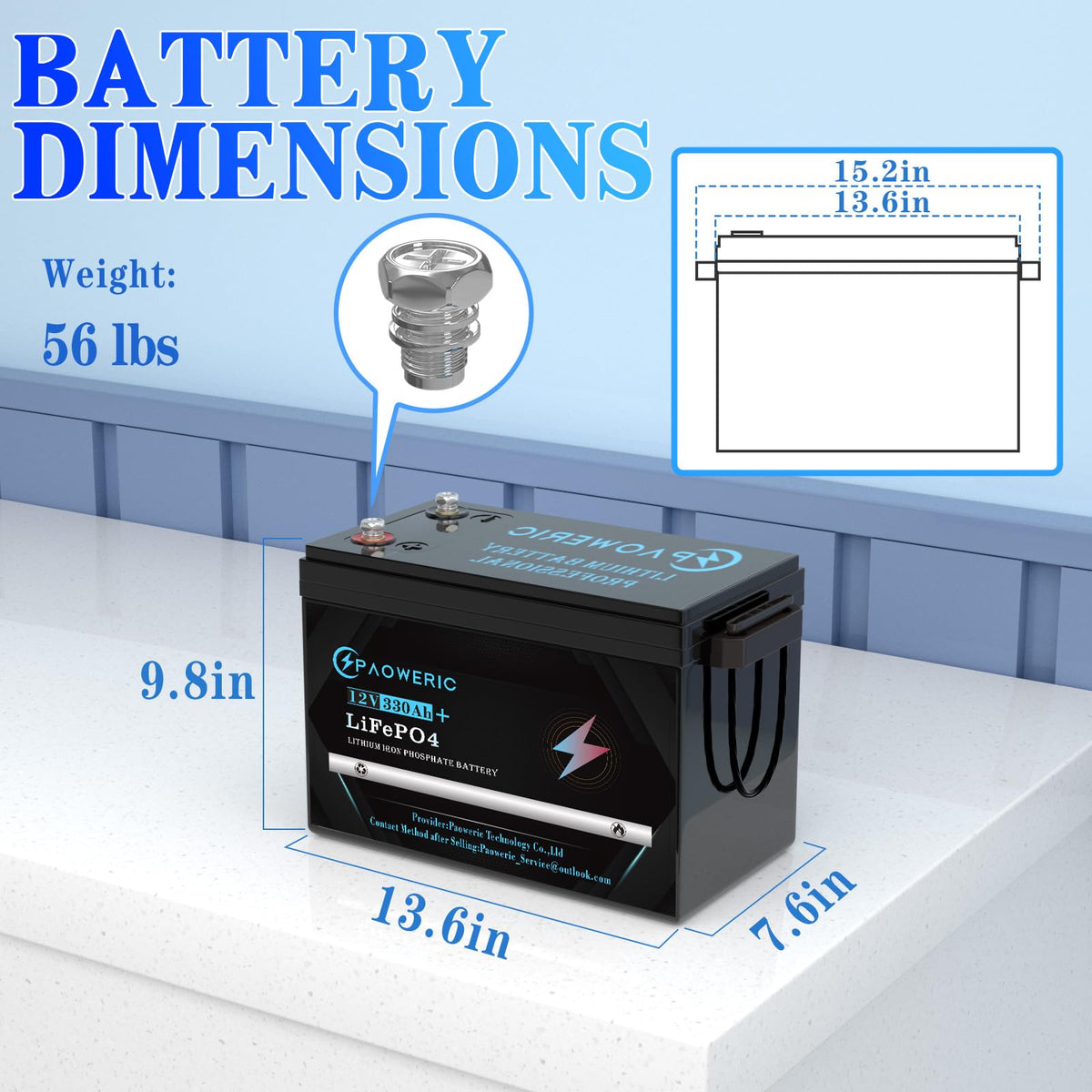 12V 300Ah LiFePO4 Battery with 200A BMS N197748