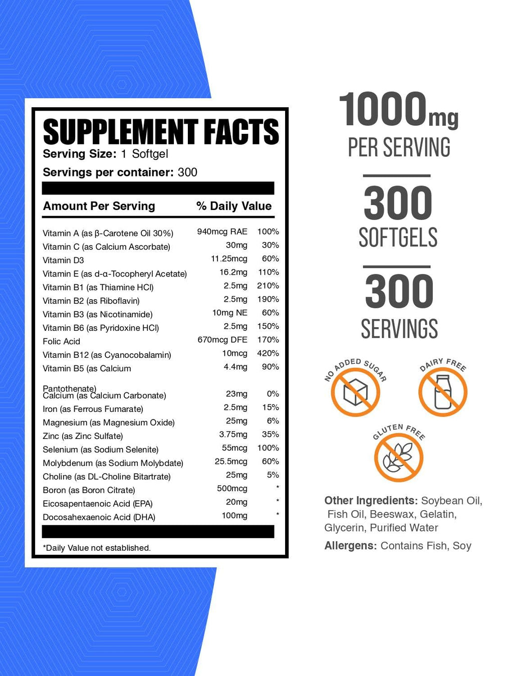 Multivitamin Softgels Gluten Free 300 Count T946