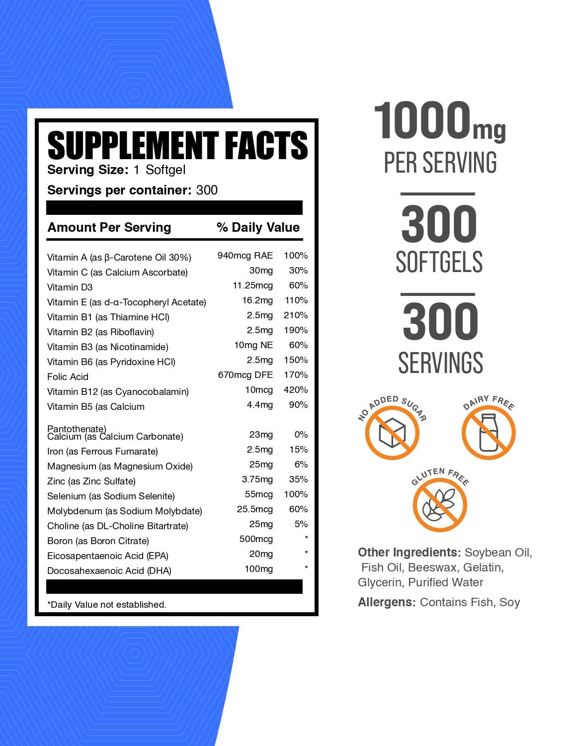 Multivitamin Softgels Gluten Free 300 Count T946