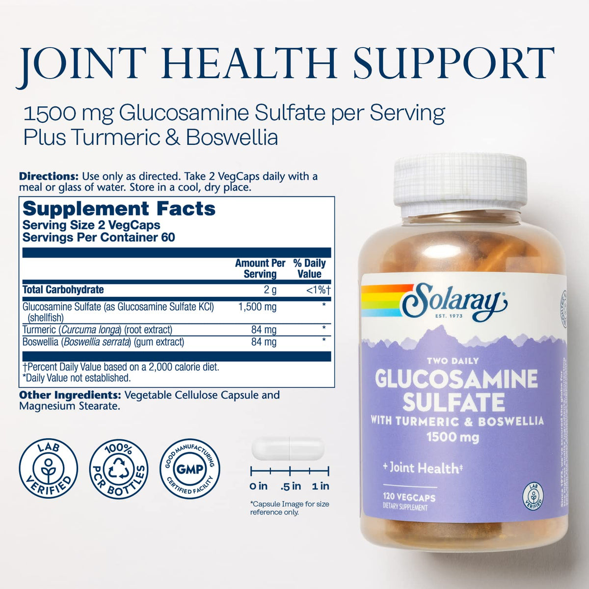 Glucosamine Sulfate 1500 mg 120 VegCaps V4542