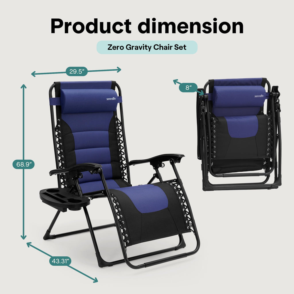 Foldable Adjustable Zero Gravity Lounge Chair with Cup Holder and Side Table J1265