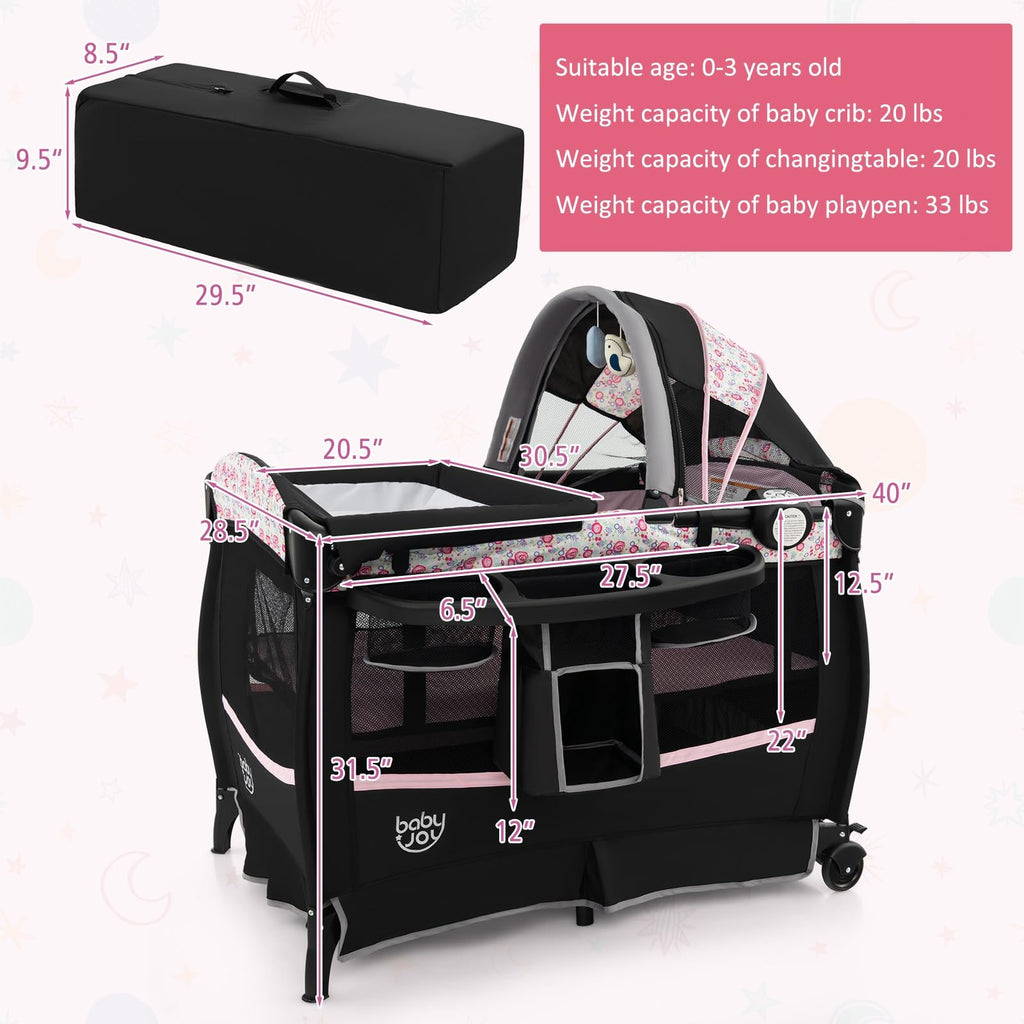 4 in 1 Pack and Play Portable Baby Playard with Bassinet P486