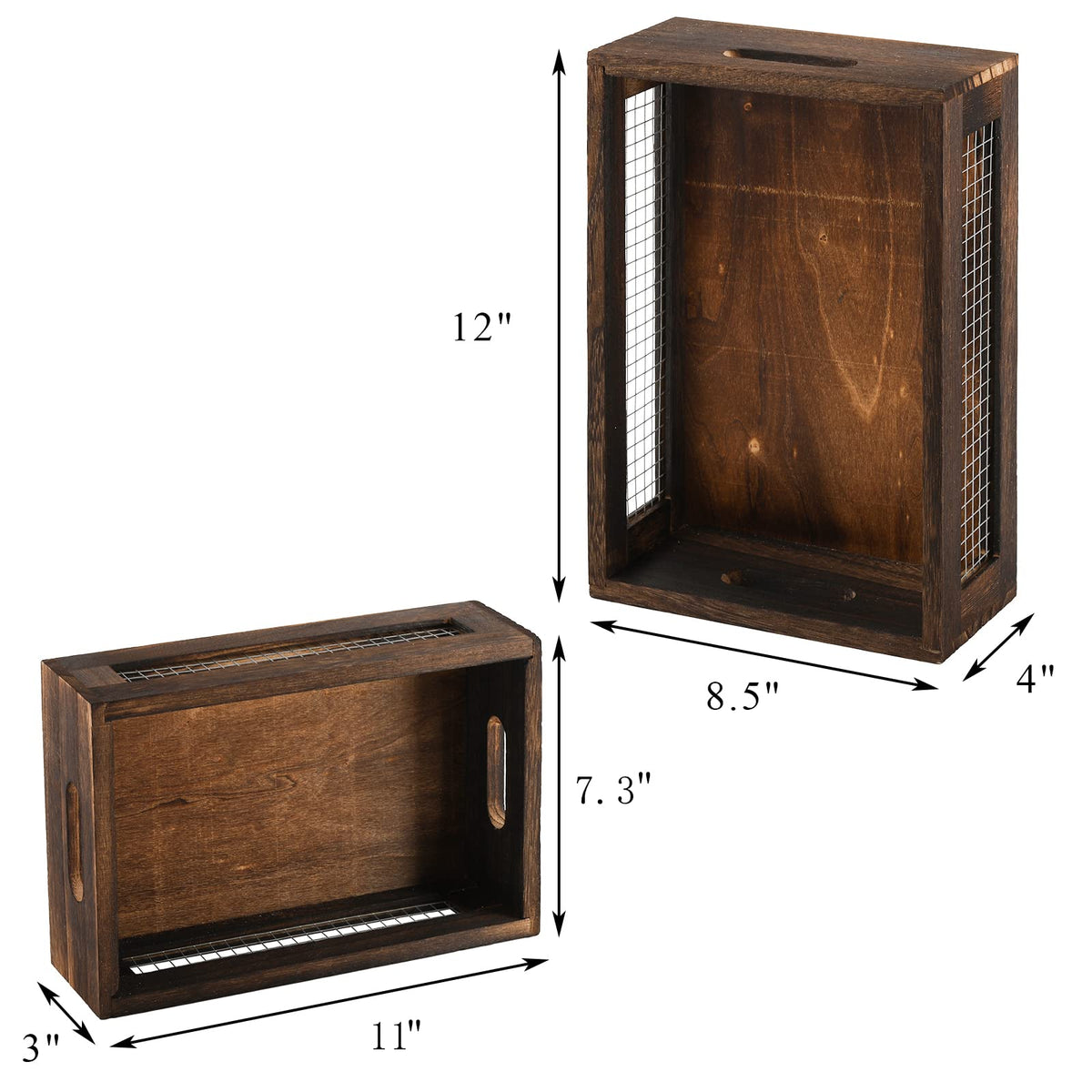 Set of 2 Rustic Wooden Nesting Boxes with Handle B5323