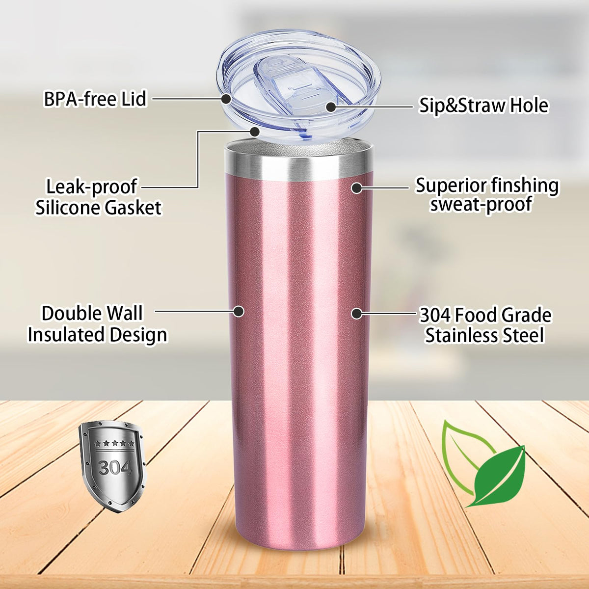 20 oz Stainless Steel Vacuum Insulated Tumbler with Lid and Straw Z847