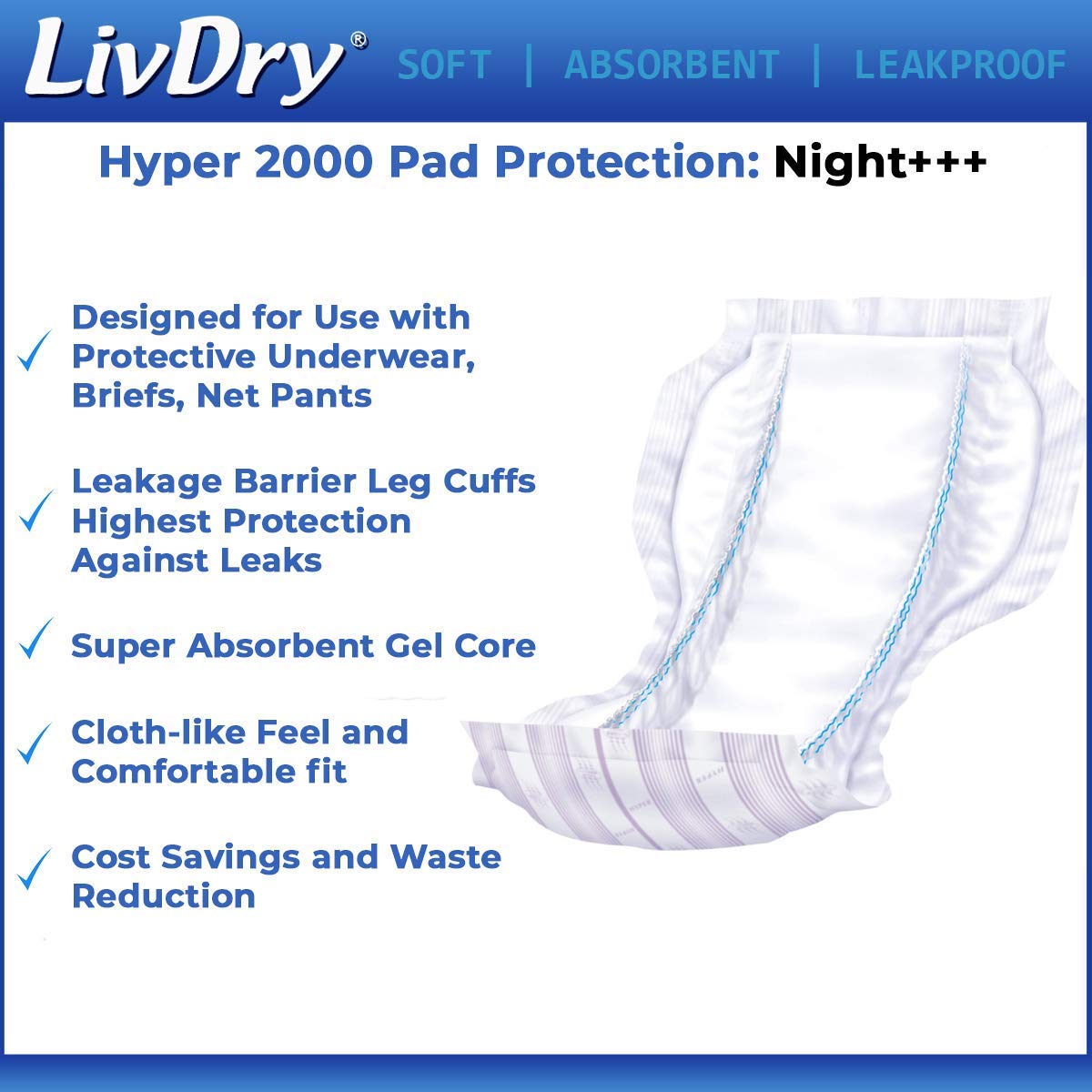 Adult 2XL Incontinence Underwear with Booster Pad Inserts M12348