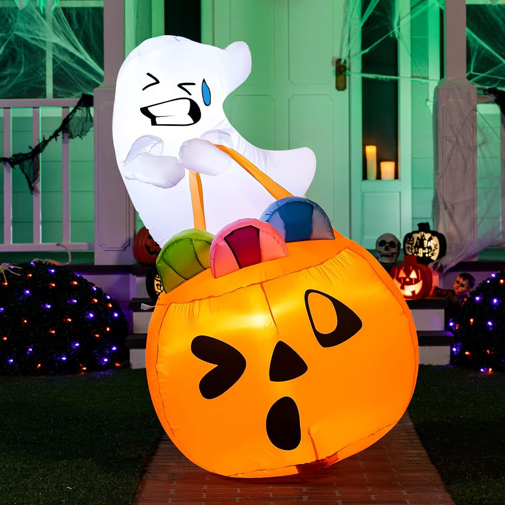 5 FT Halloween Inflatable Ghost with Build-in LEDs C9859