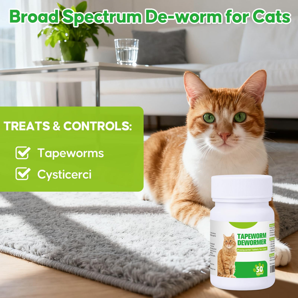 Cat Tapeworm Dewormer Tablets 50 Tablets T292