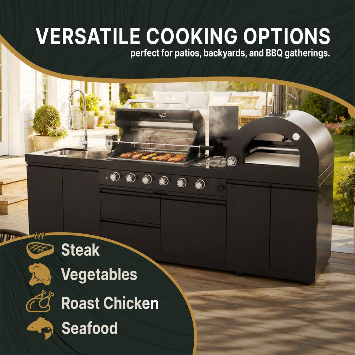 106" Propane BBQ Grill with Pizza Oven K4421