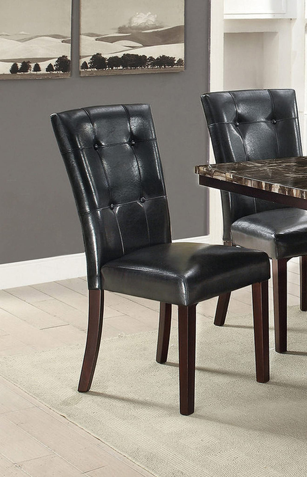 Black Faux Leather Dining Chairs Set of 2 C351