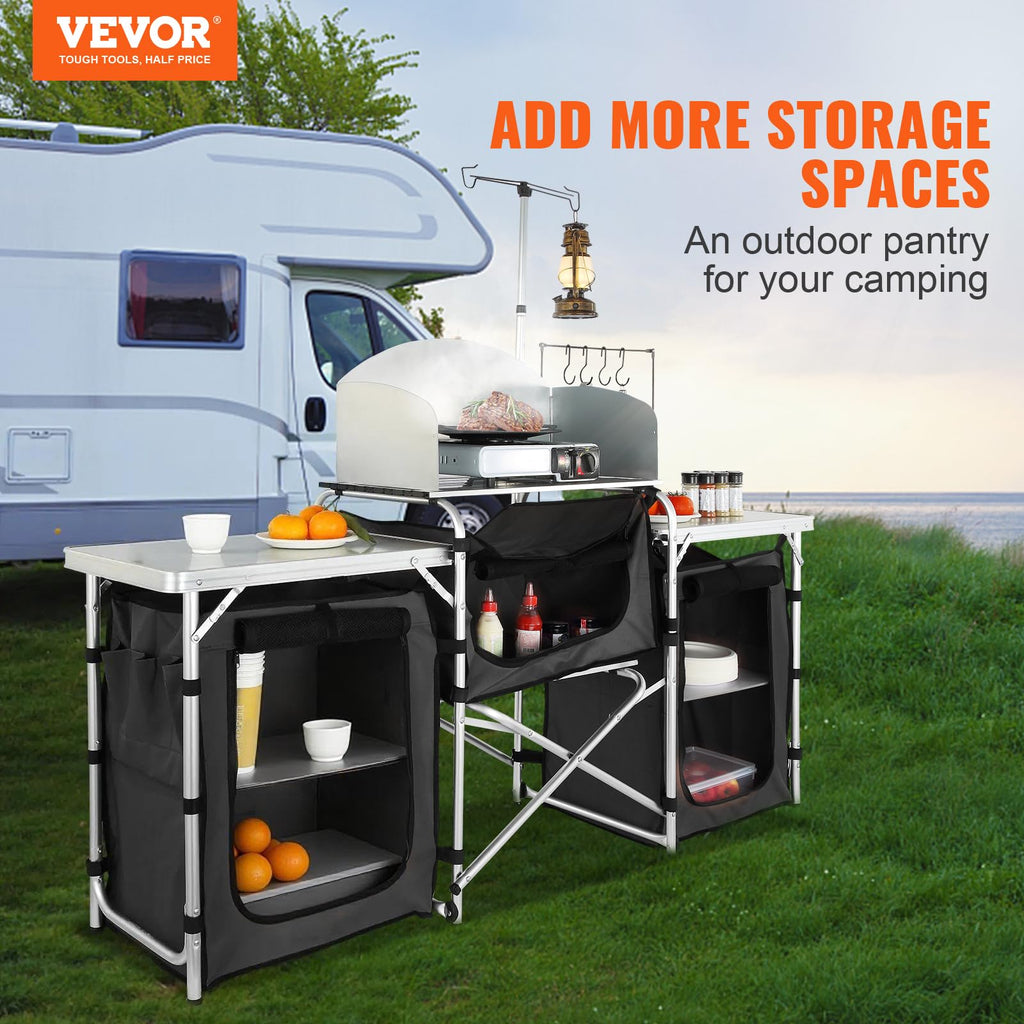 Folding Aluminum Camping Kitchen Table with Storage Bag H92984