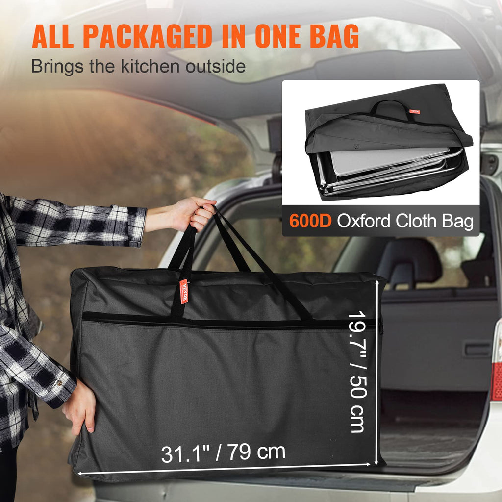 Folding Aluminum Camping Kitchen Table with Storage Bag H92984