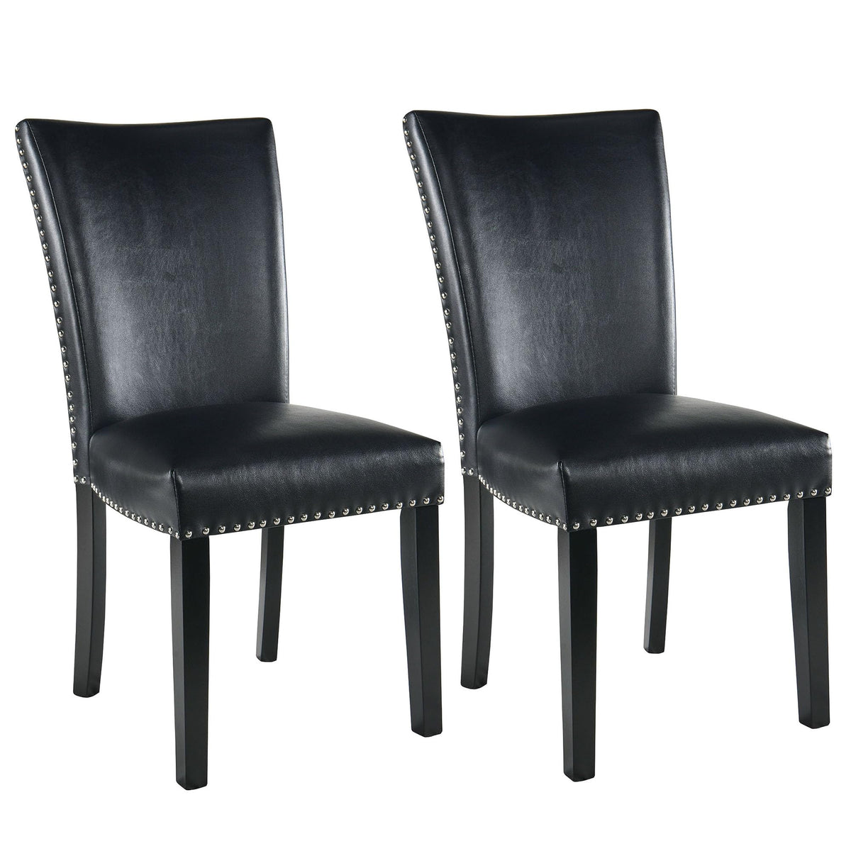 Black PU Leather Upholstered Dining Chairs Set of 2 O785