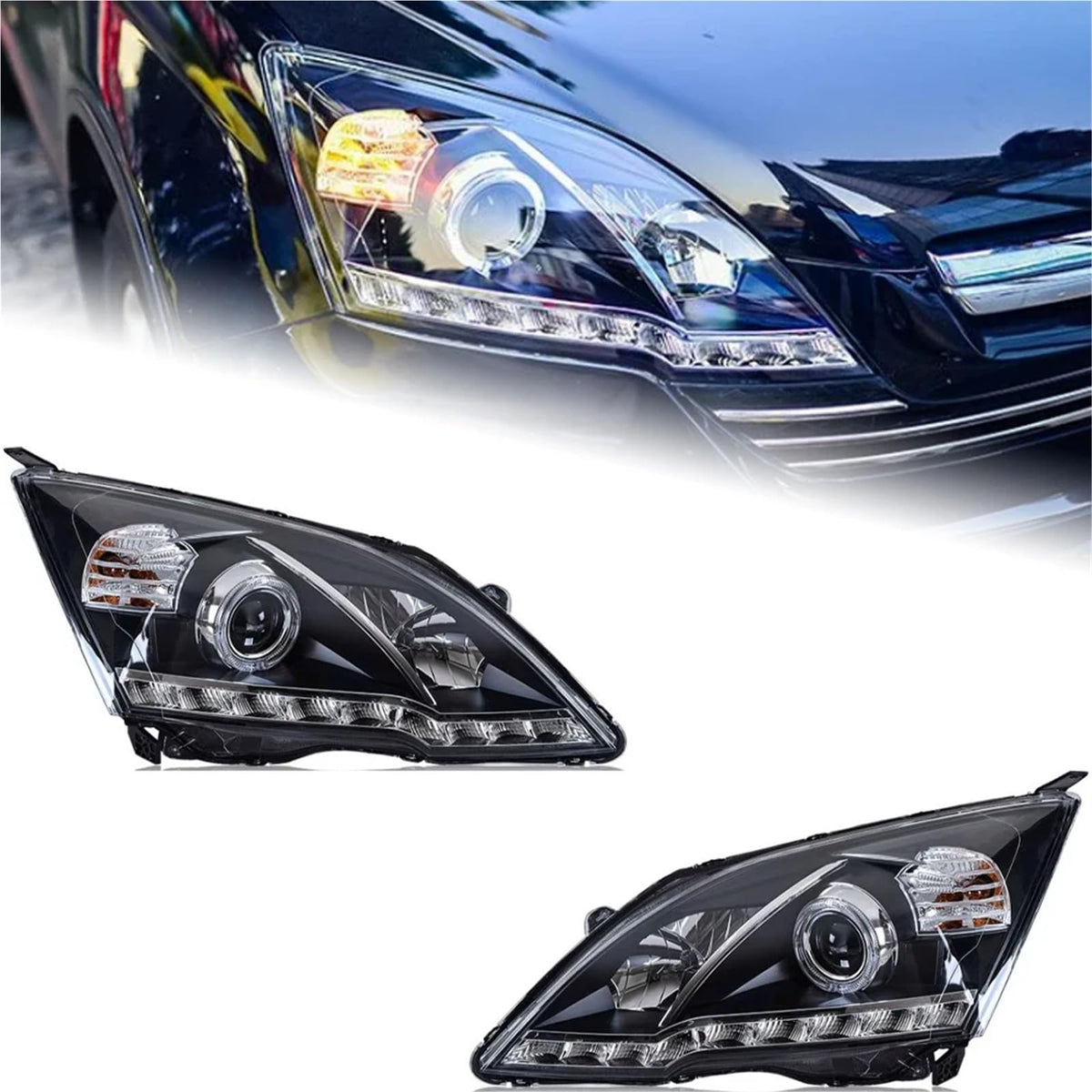 Car Headlight LED DRL Double Lens V7240