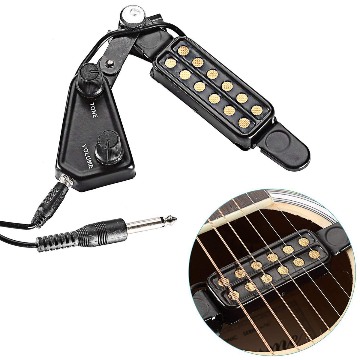 12 SoundHole Acoustic Guitar Pickup with Tone and Volume Control N28909