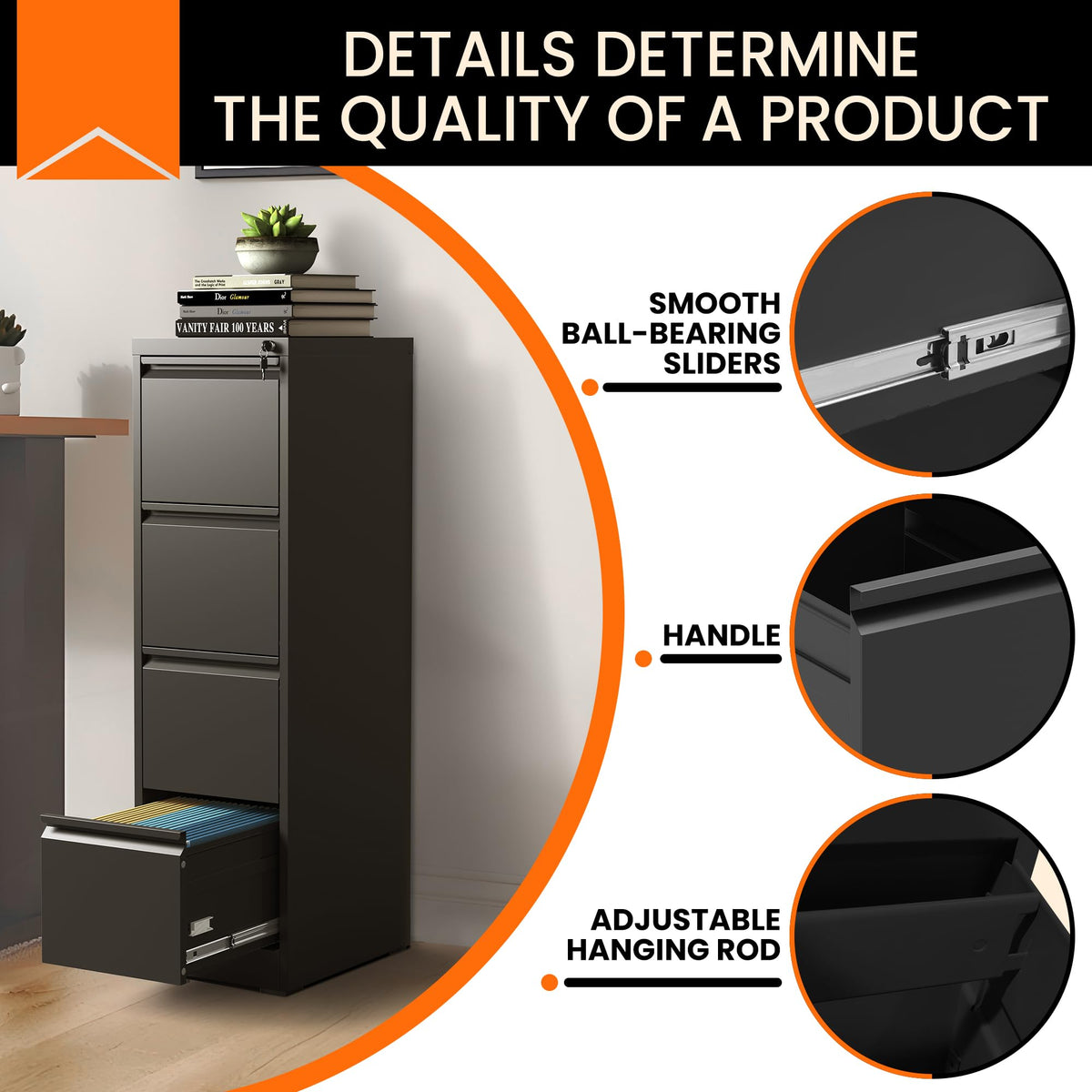 4 Drawer File Cabinet with Lock B537
