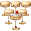 Set of 6 Amber Ribbed Coupe Cocktail Glasses H141
