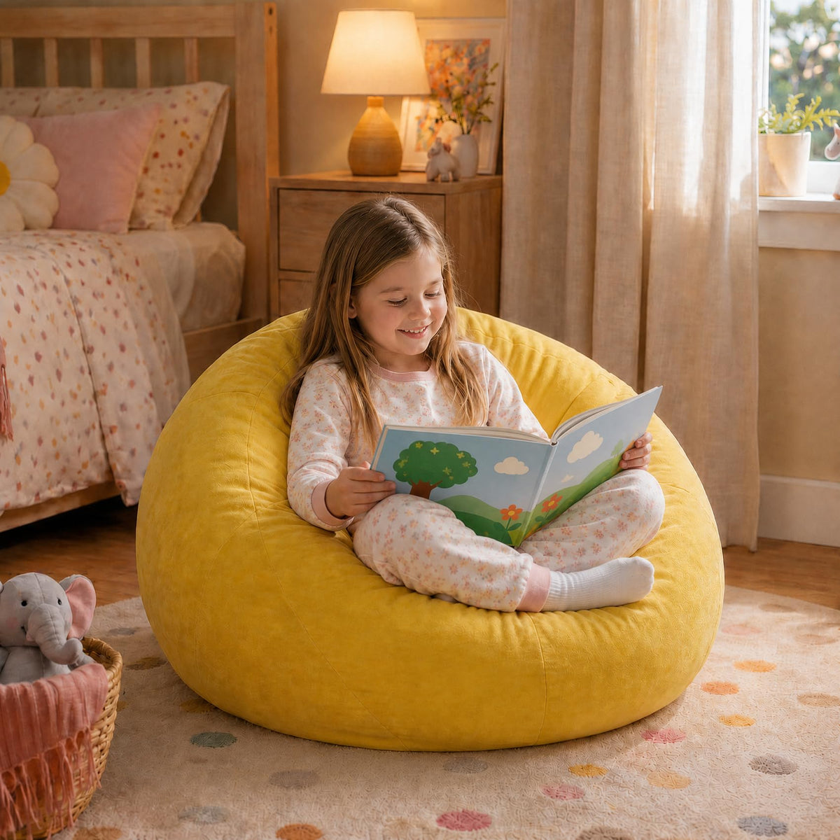 Small Yellow Bean Bag Chair D518