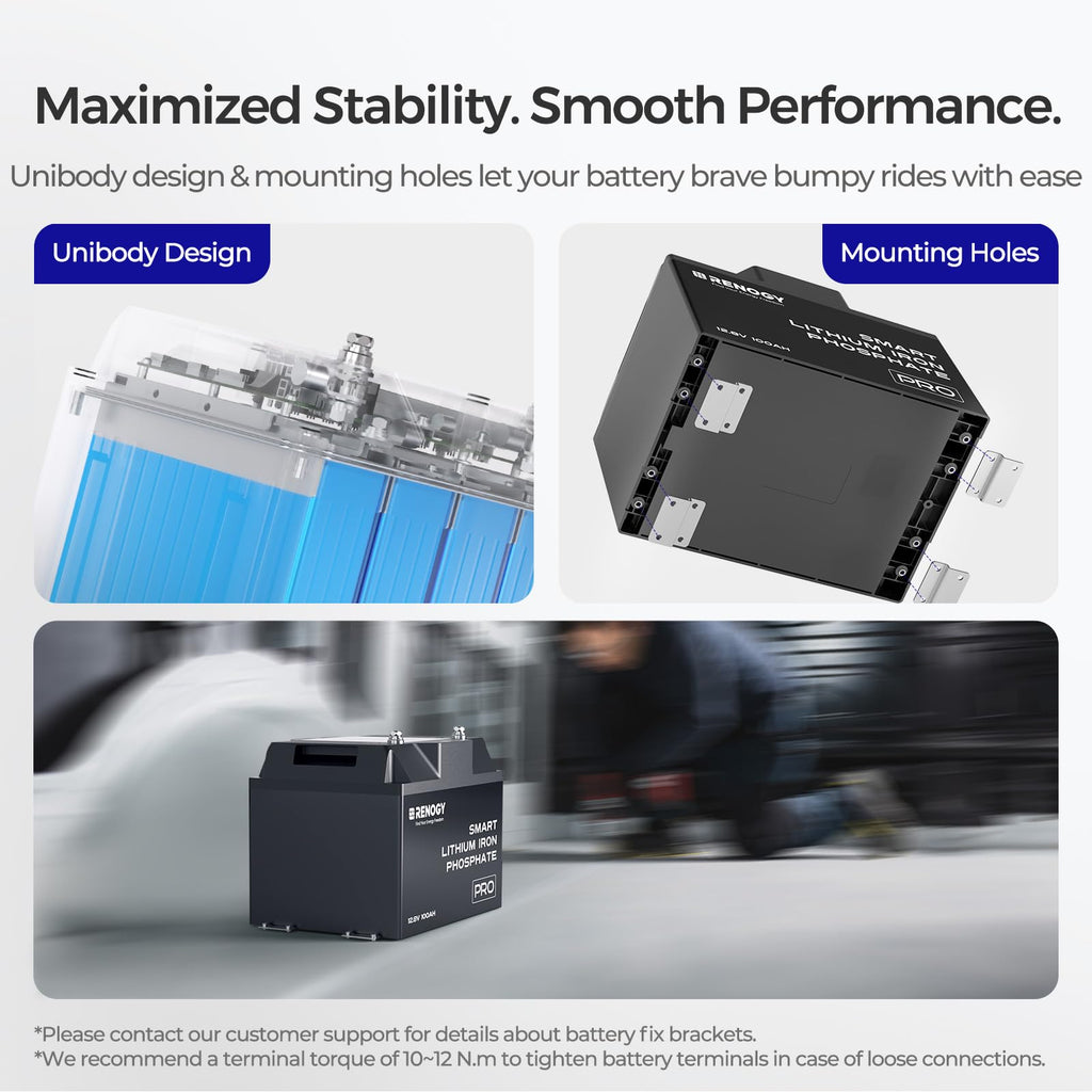 12V 100Ah Bluetooth Self-Heating Lithium LiFePO4 Deep Cycle Battery D155022