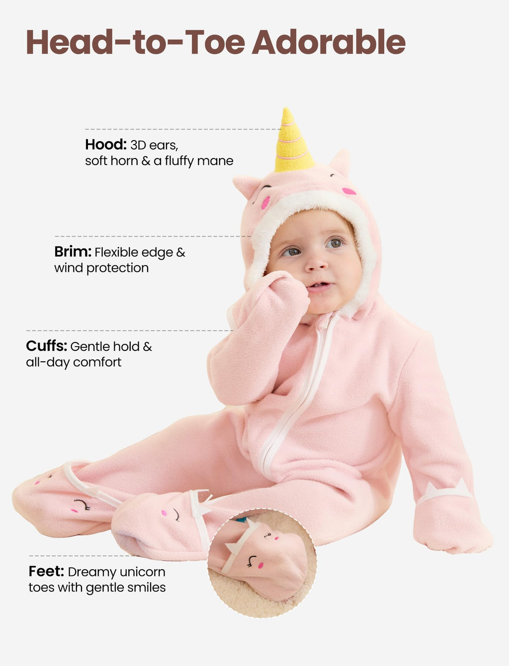 Baby Fleece Hooded Footie 18-24 Months F43132