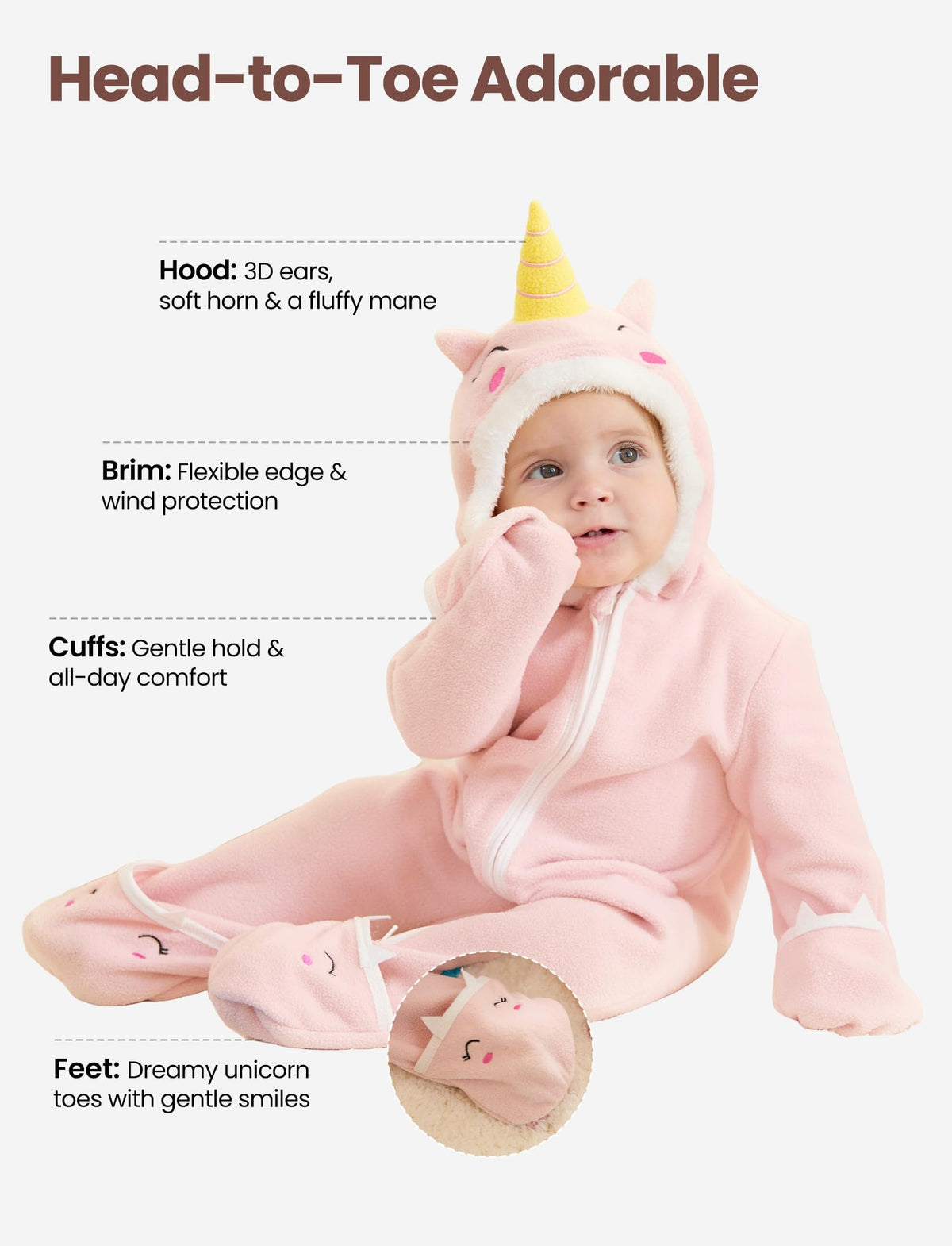 Baby Fleece Hooded Footie 18-24 Months F43132