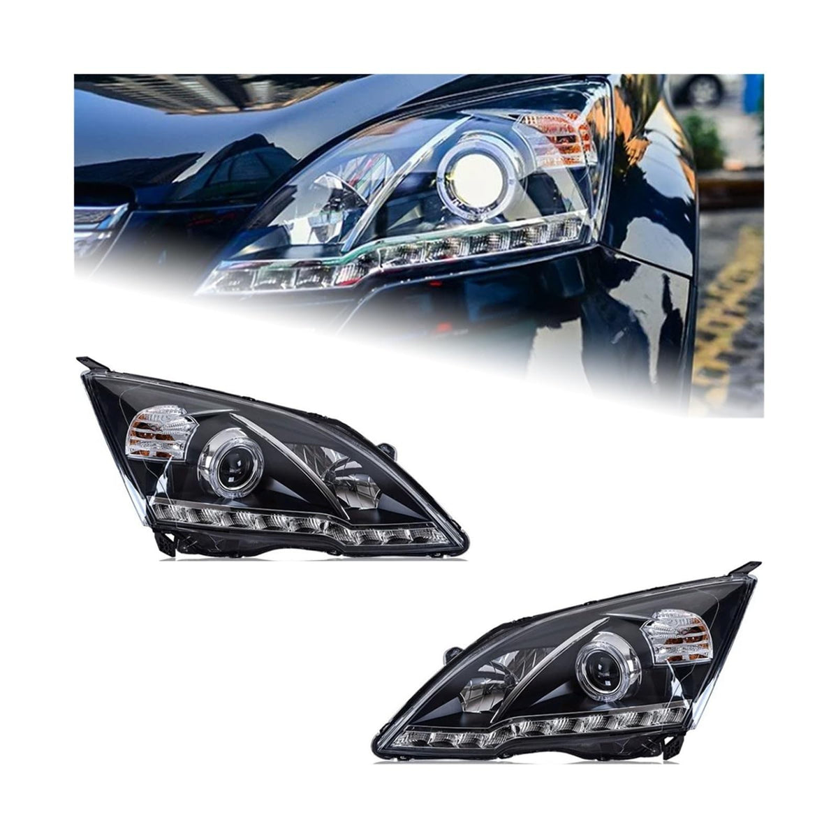 Car Headlight LED DRL Double Lens V7240