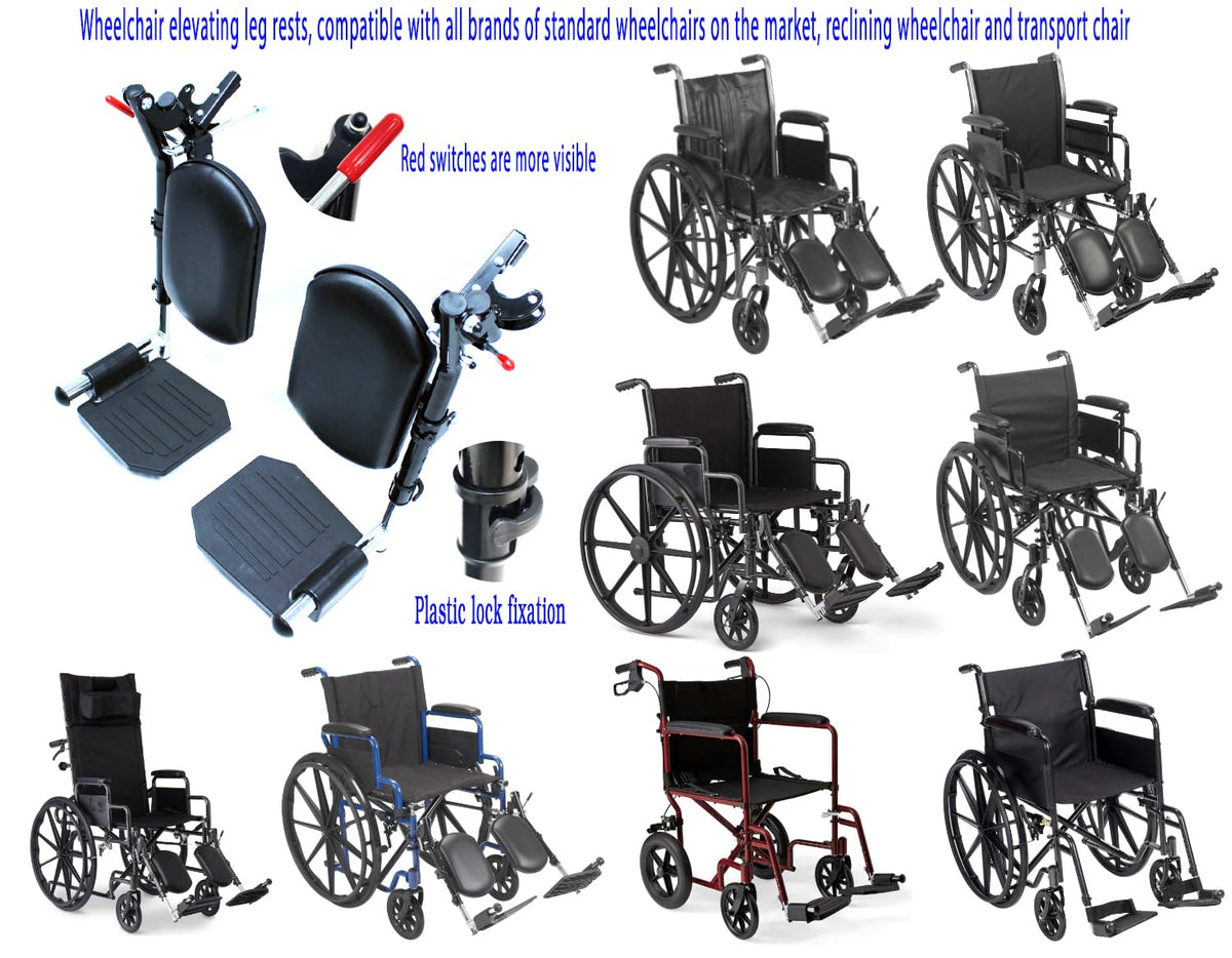 Black Wheelchair Elevating Leg Rest with Calf Pads and Composite Footplates B3953