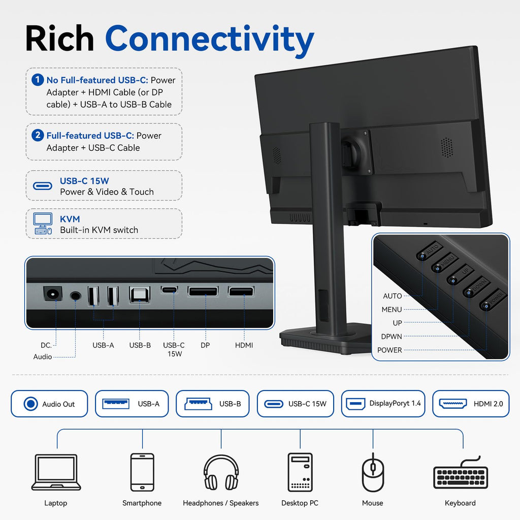 24 Inch USB-C Touchscreen Monitor Adjustable VA O8126