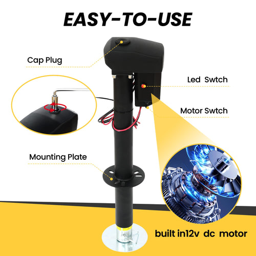 12V Electric Tongue Jack 4000lb A-Frame Heavy Duty Trailer Jack with Drop Foot & LED Light Z743