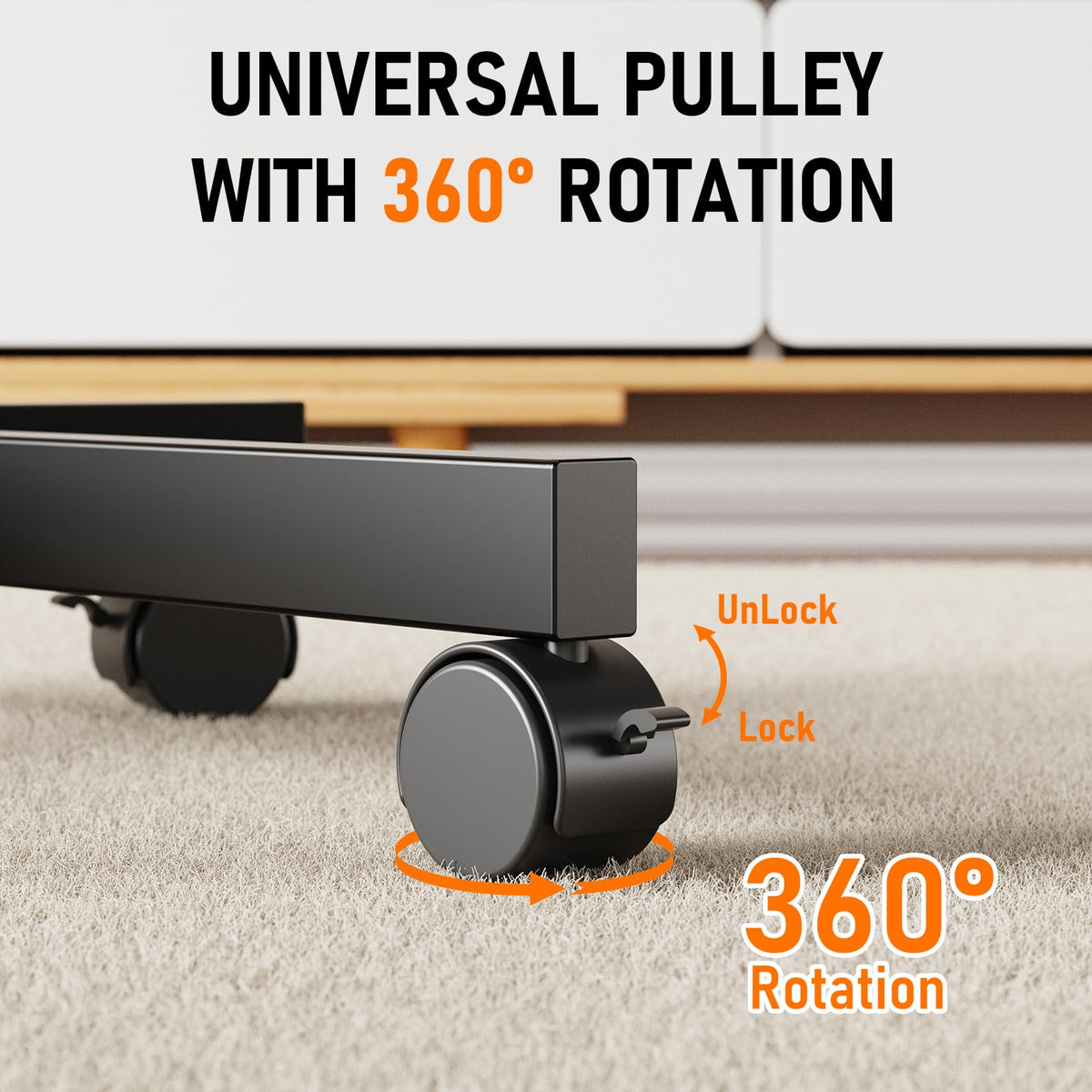 Rolling TV Stand with Locking Wheels, Black P6744