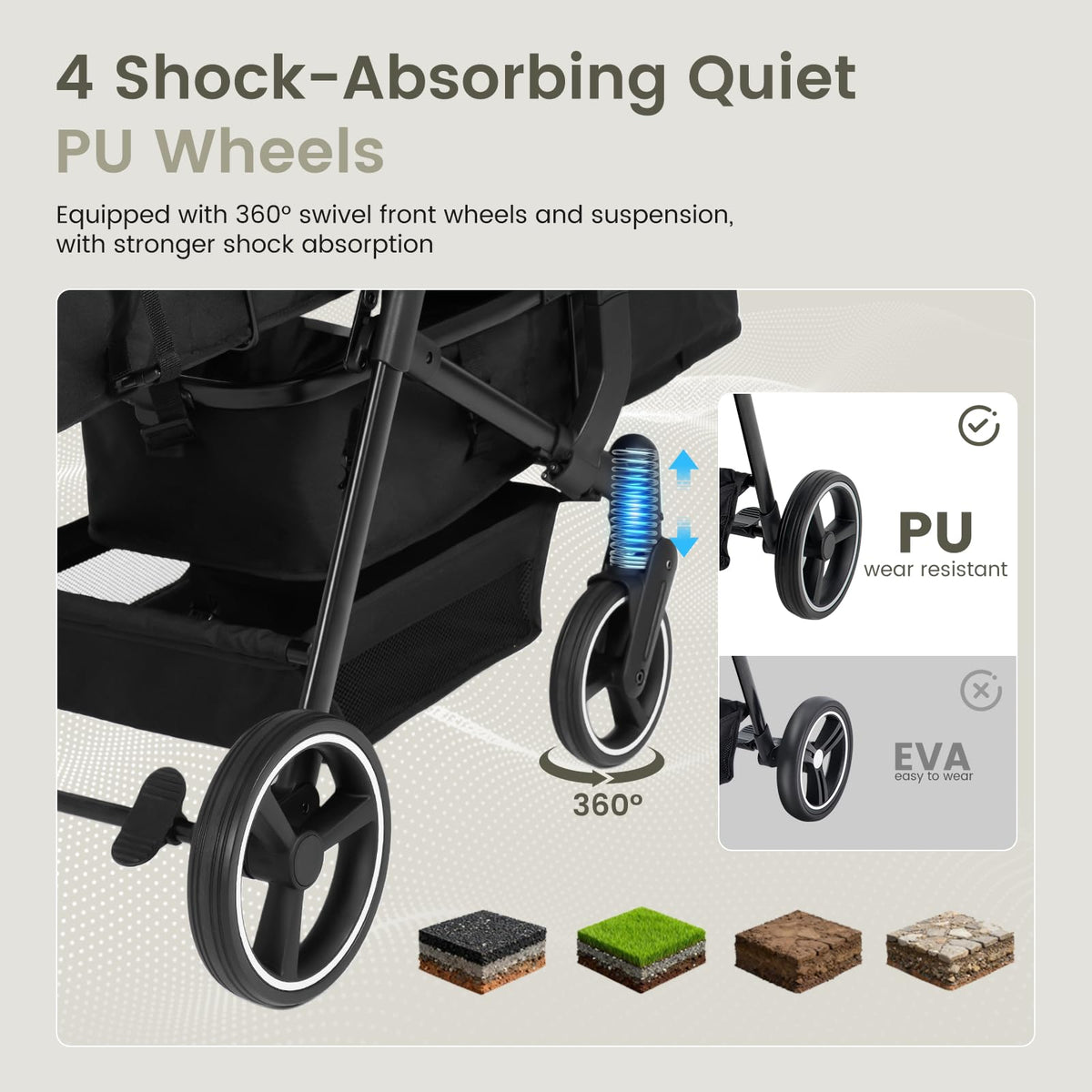 Foldable Tandem Double Stroller with Storage Basket C489867