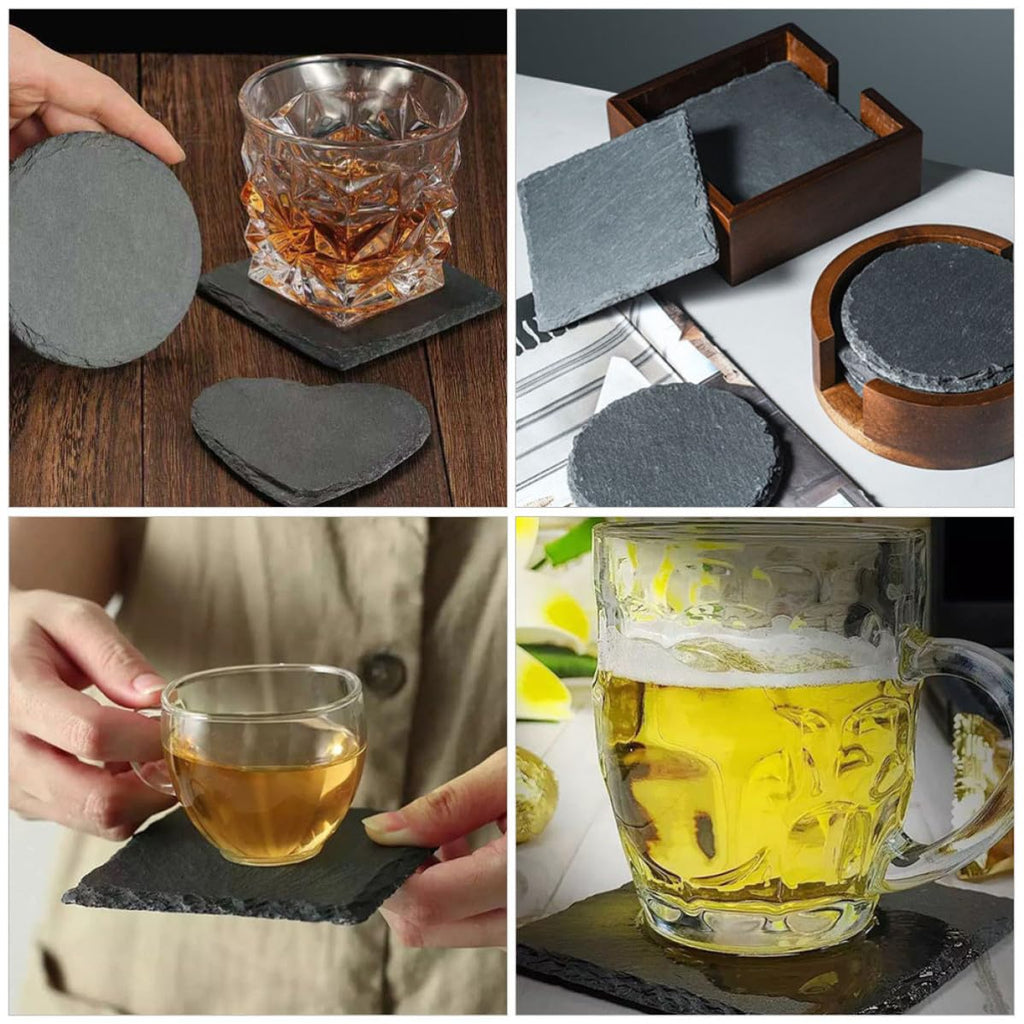 12 Pc Natural Stone Square Drink Coasters V390