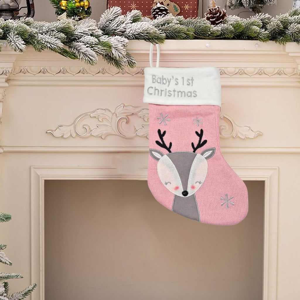 Pink Grey Christmas Stocking S2677
