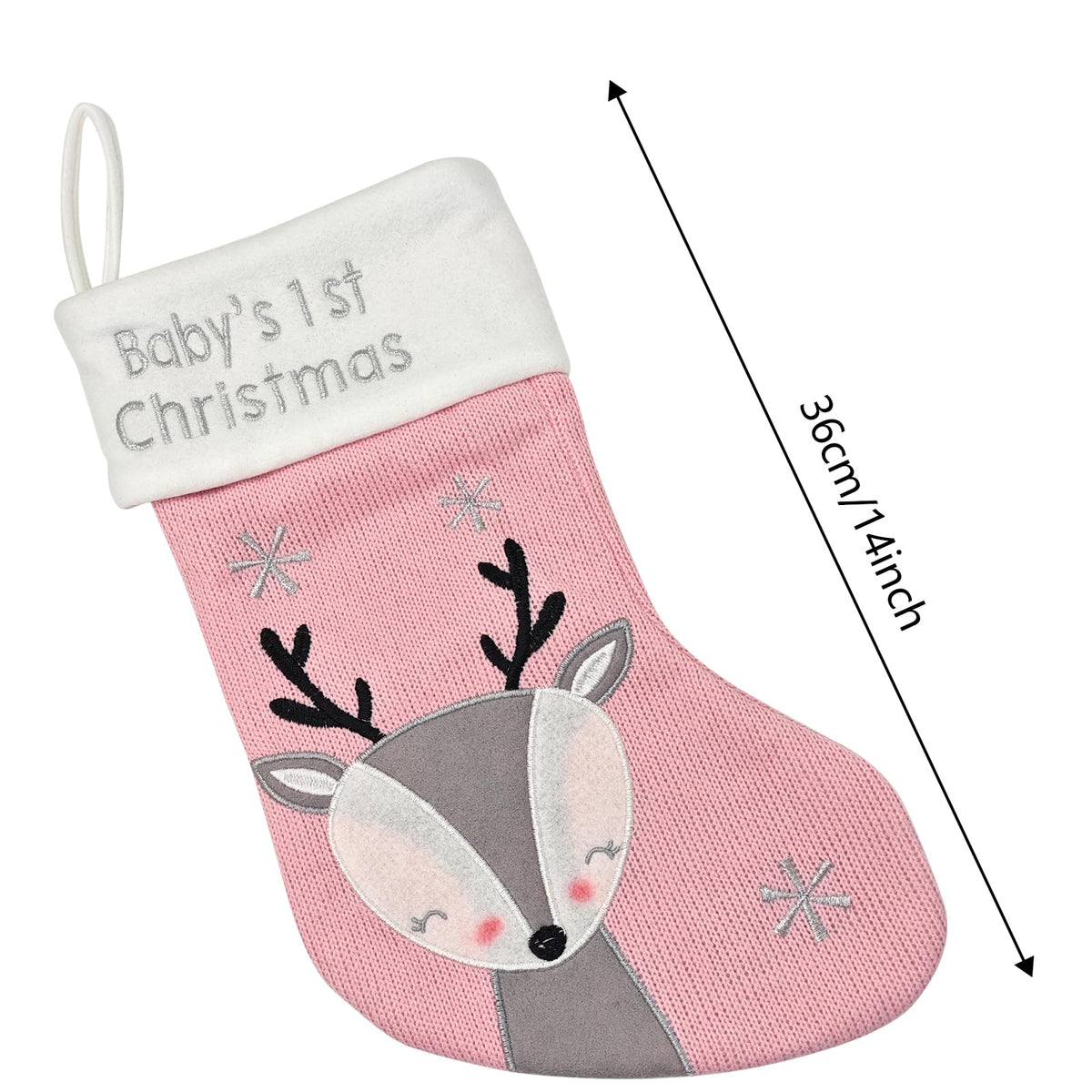 Pink Grey Christmas Stocking S2677