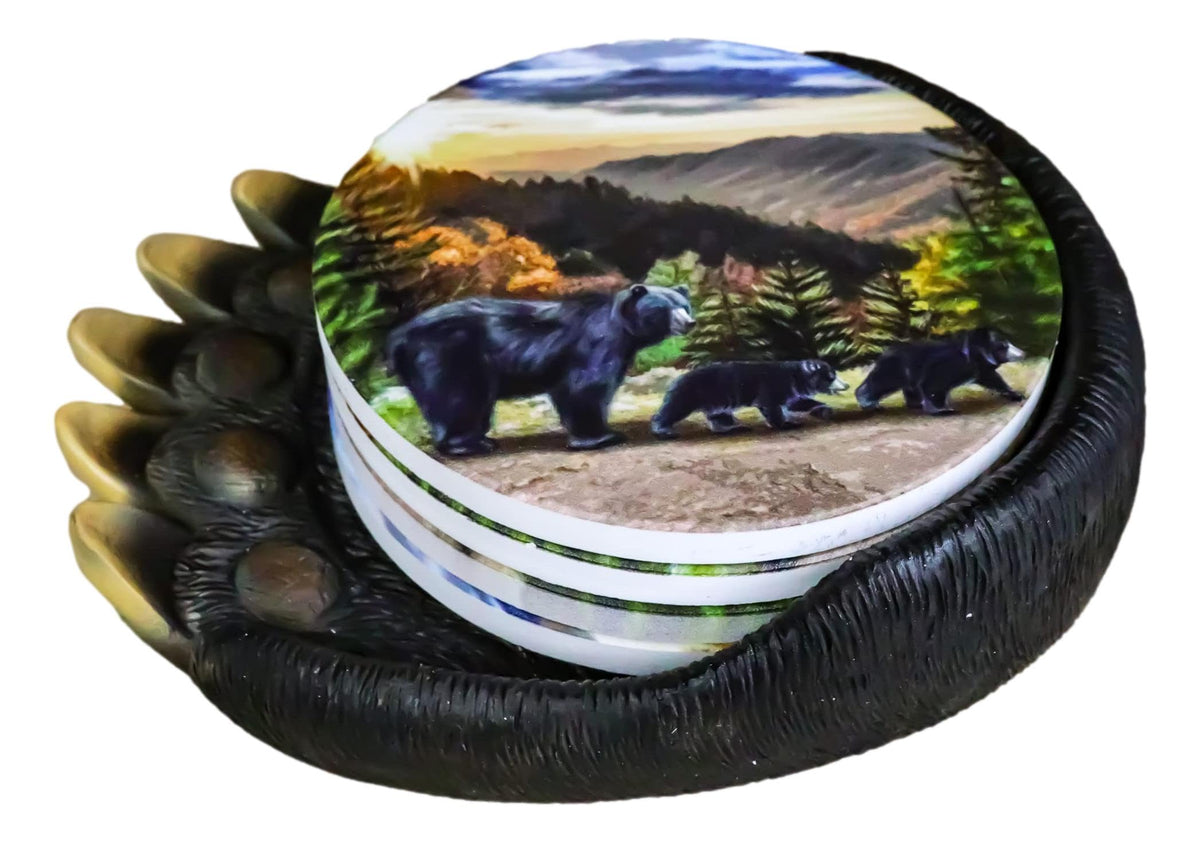 Black Bear Paw Coaster Set with 4 Coasters O158