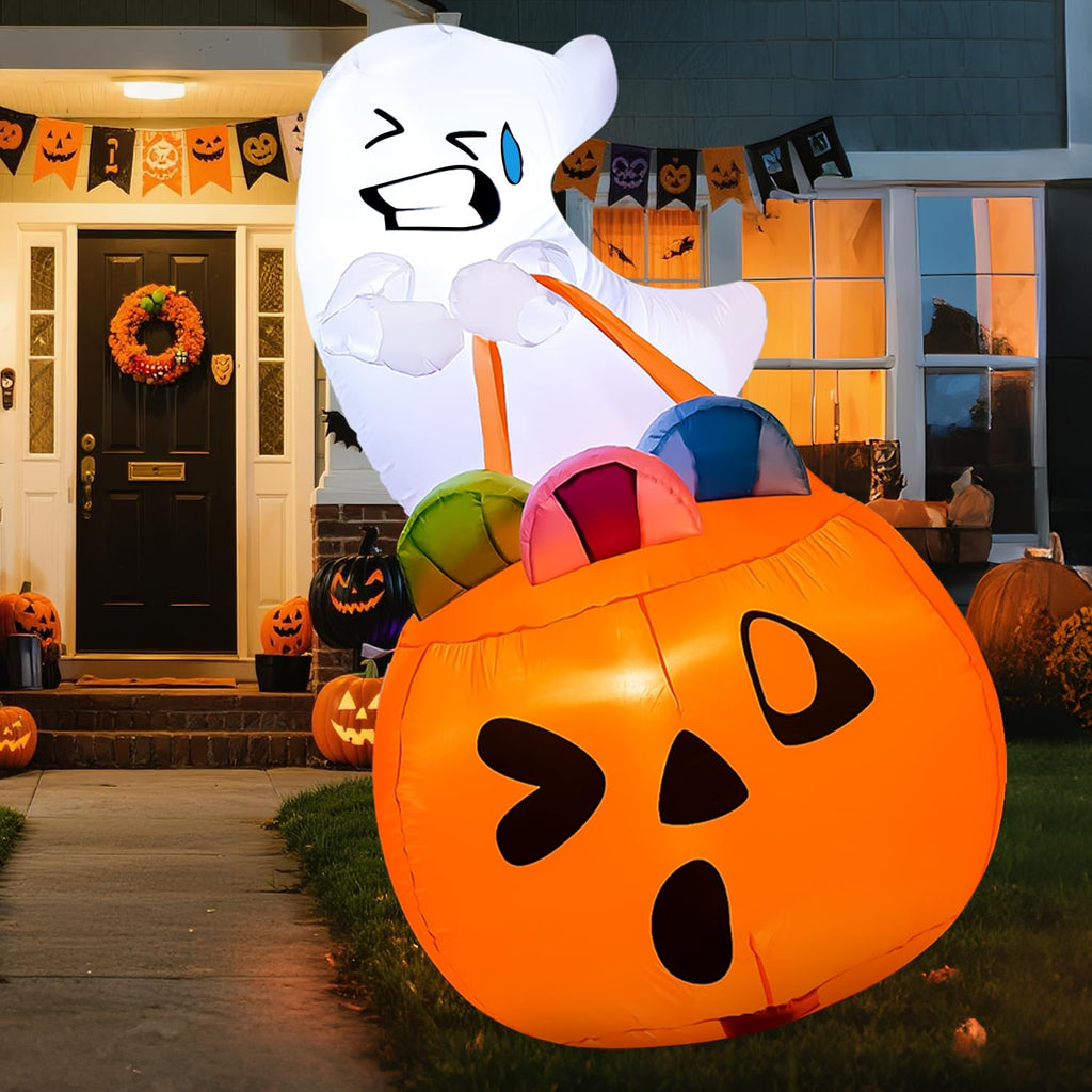 5 FT Halloween Inflatable Ghost with Build-in LEDs C9859