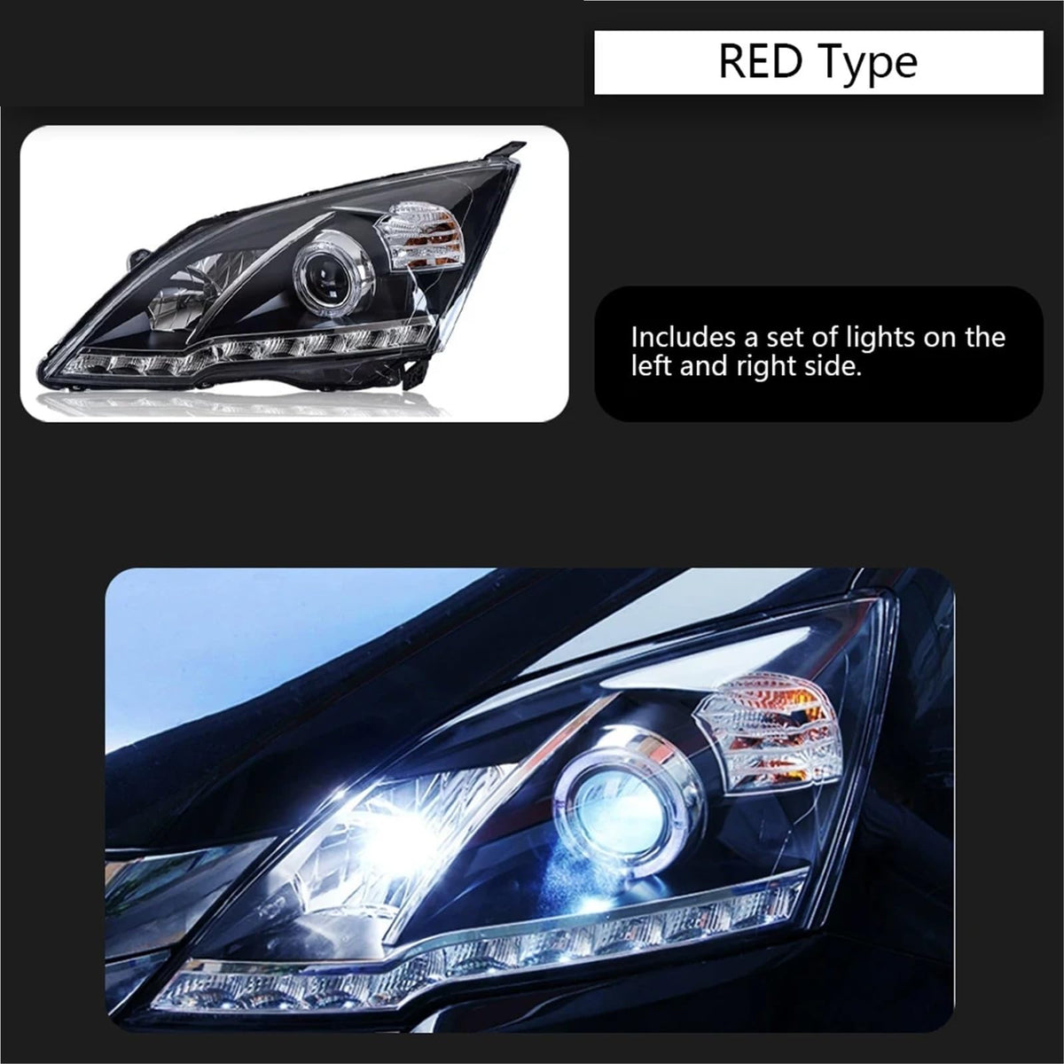 Car Headlight LED DRL Double Lens V7240