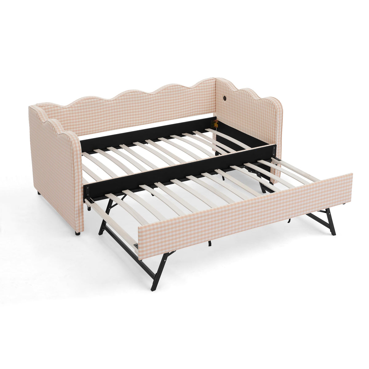 Pink Twin Size Gingham Daybed with Trundle I792107