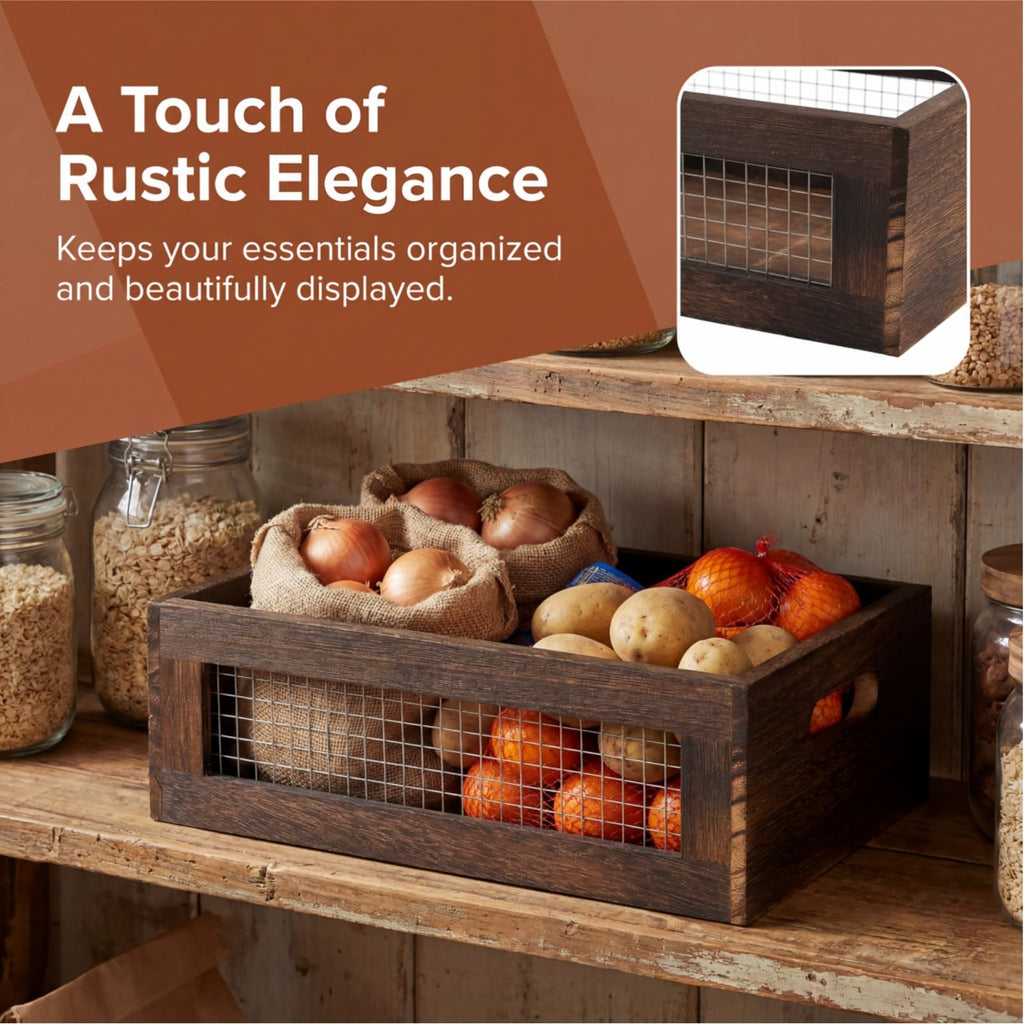 Set of 2 Rustic Wooden Nesting Boxes with Handle B5323
