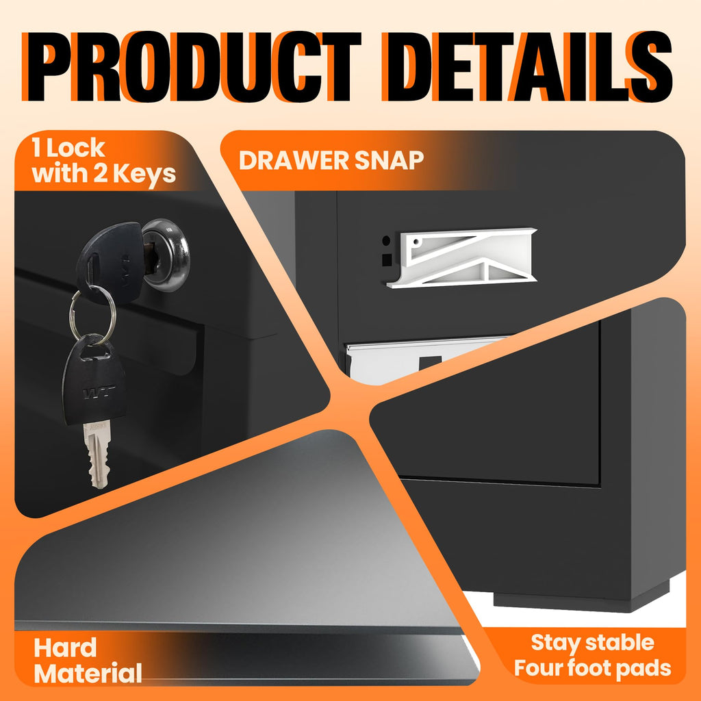 4 Drawer File Cabinet with Lock B537