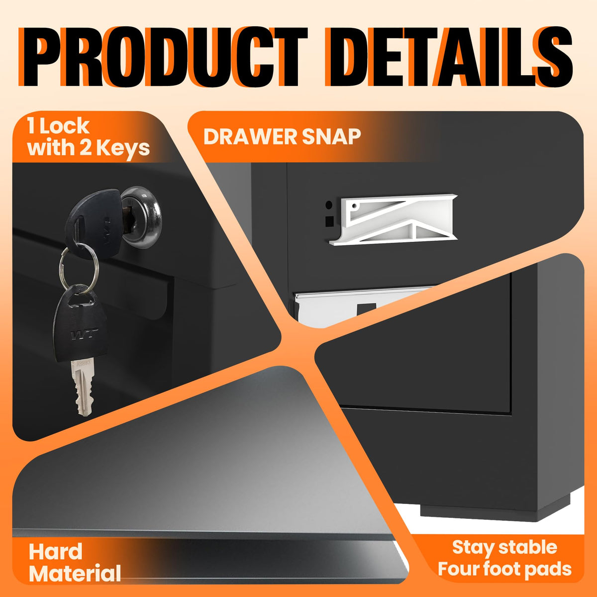4 Drawer File Cabinet with Lock B537