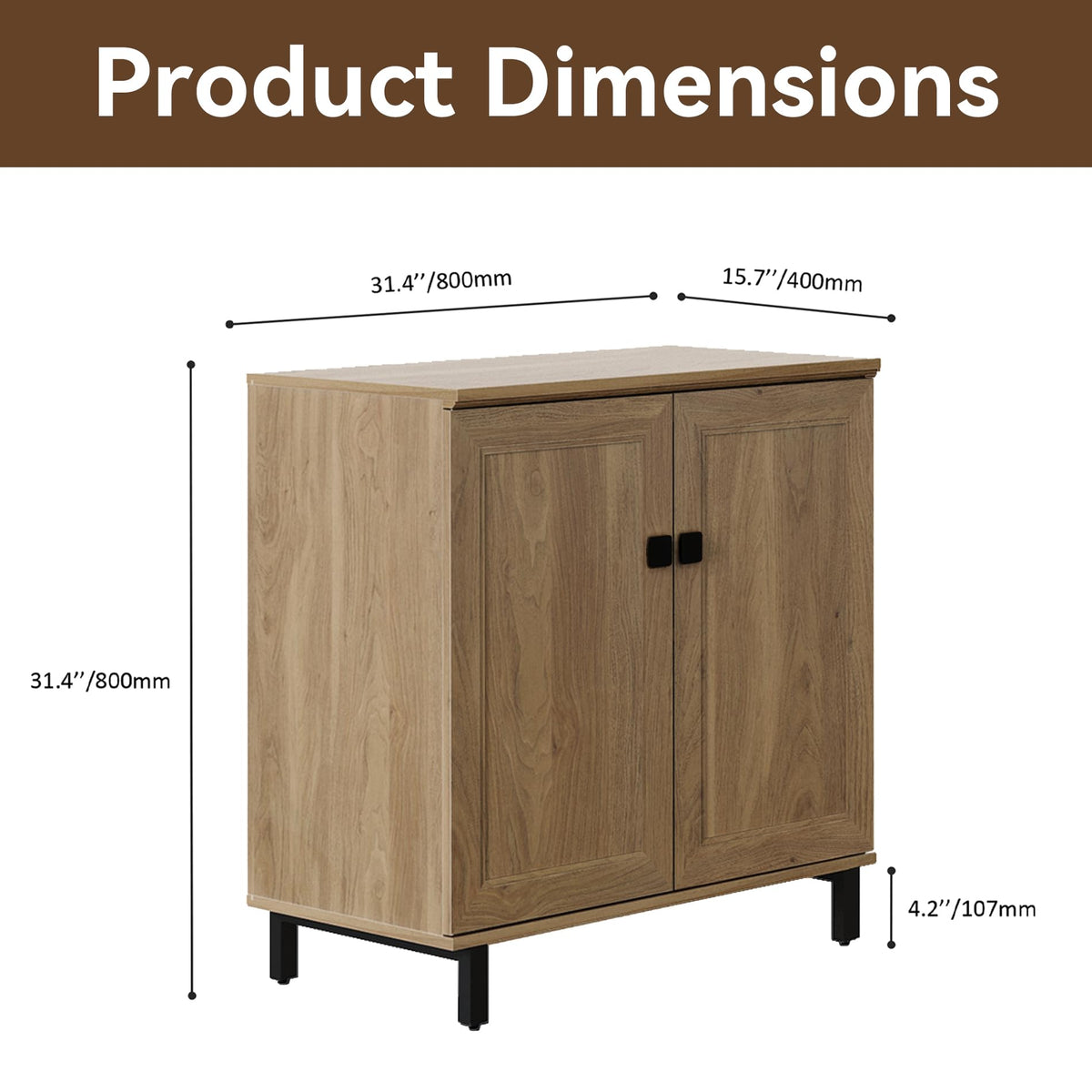 Oak Buffet Sideboard Cabinet with Adjustable Shelves U2842