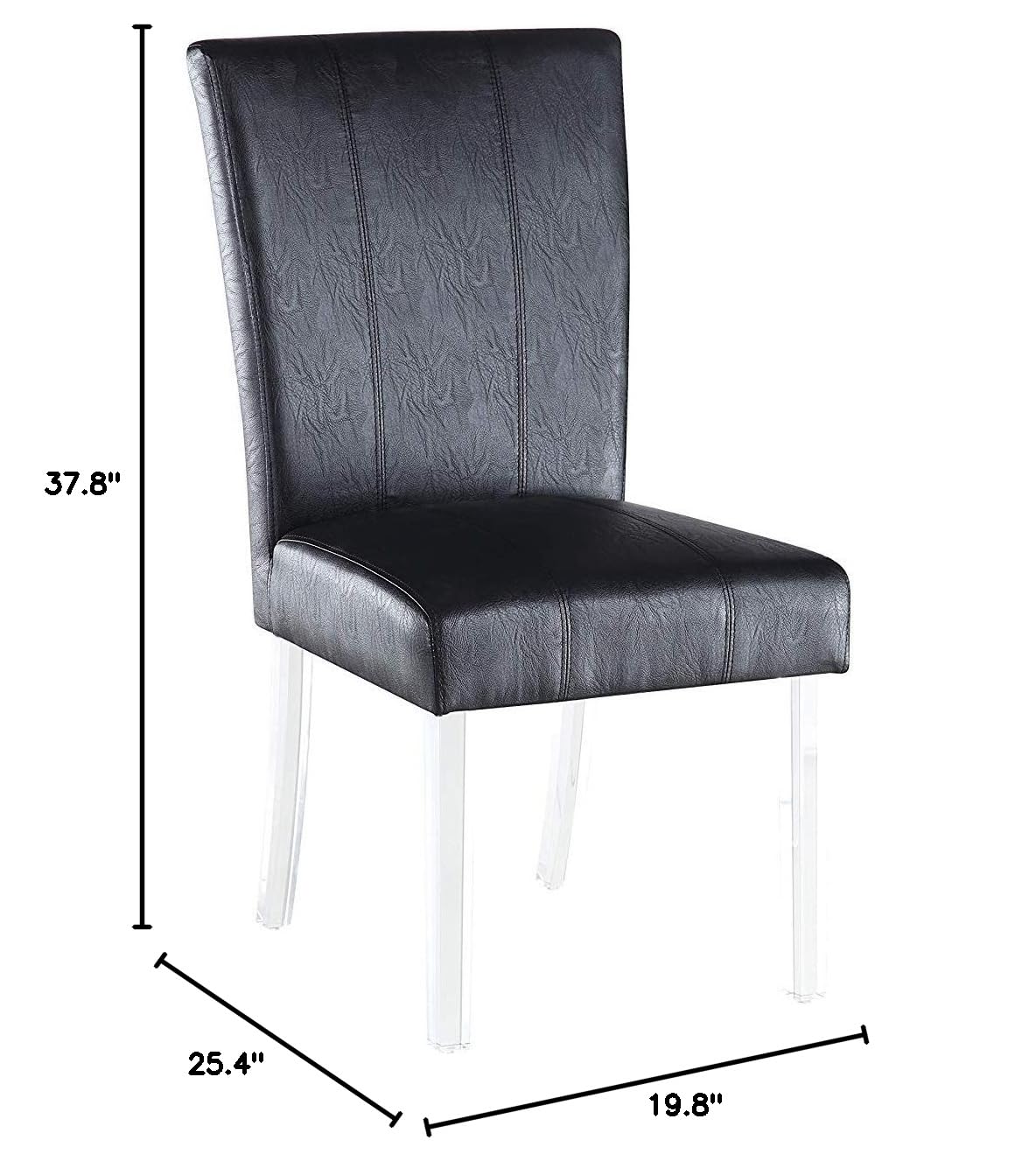 Black Faux Leather Side Chair Set of 2 Z732934