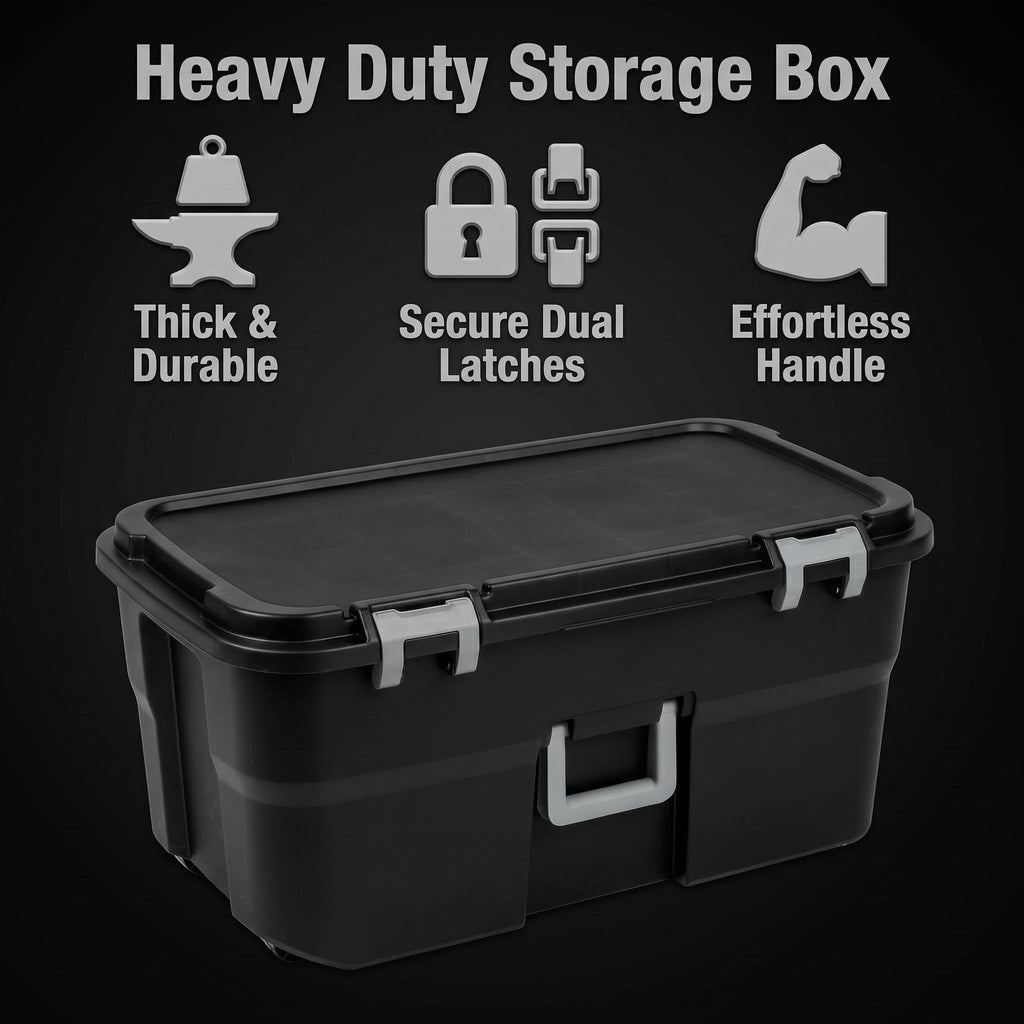 22 Gallon Black Wheeled Plastic Storage Trunk J8642
