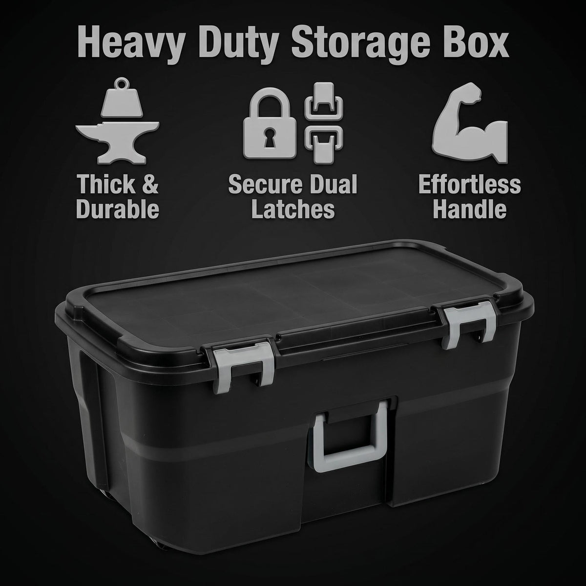 22 Gallon Black Wheeled Plastic Storage Trunk J8642