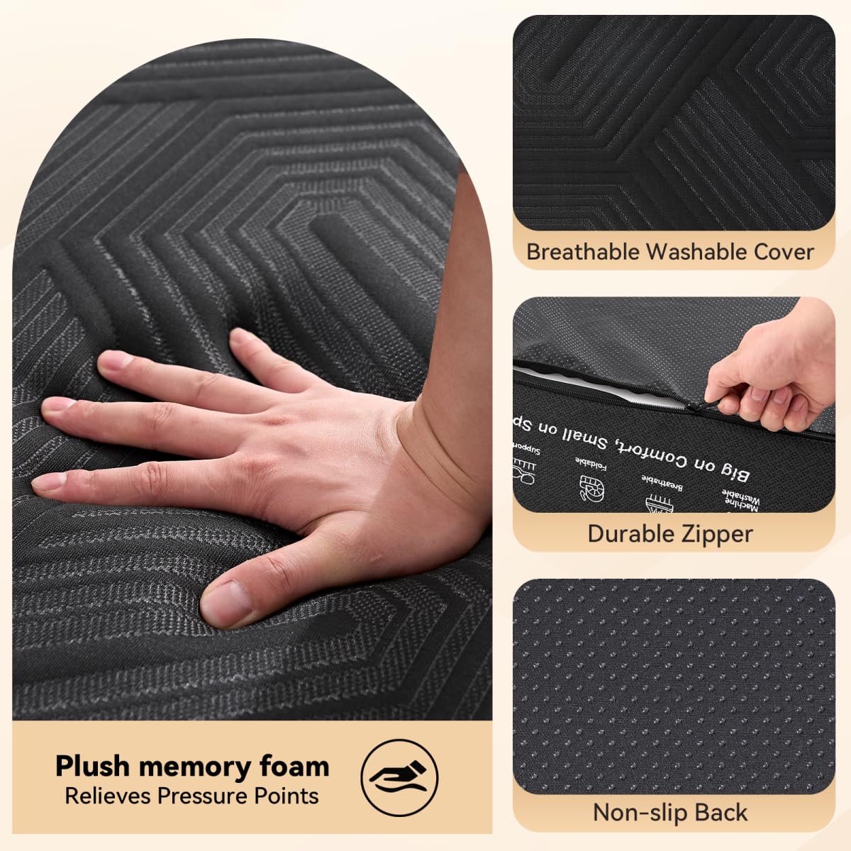 6 Inch Memory Foam Tri-Fold Twin Mattress with Washable Cover F2164