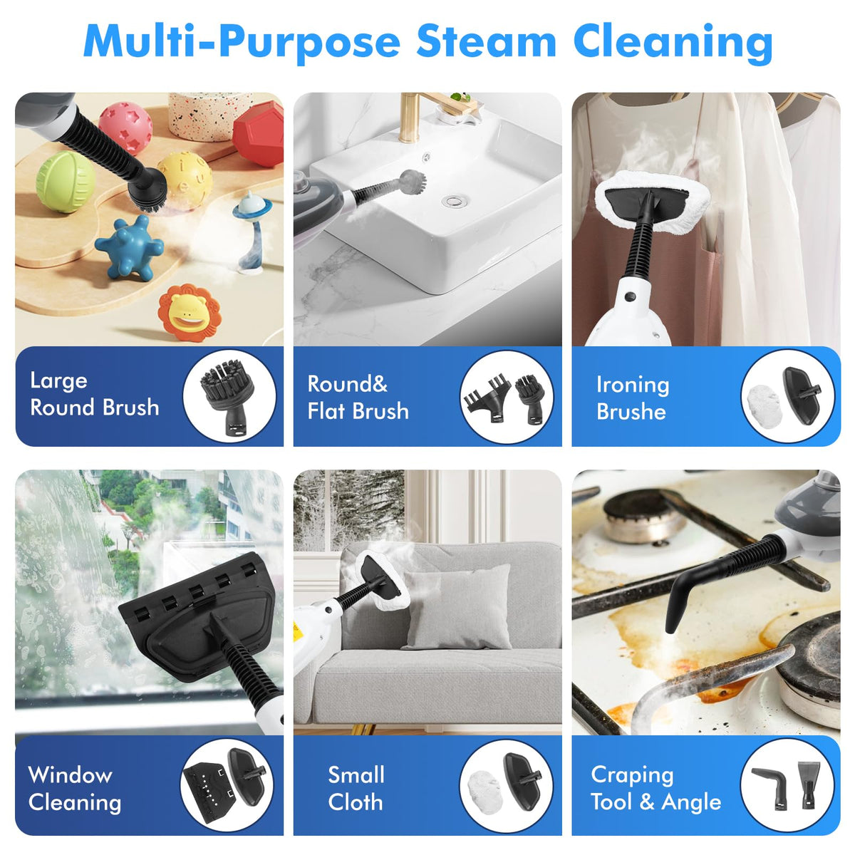 11-in-1 Handheld Detachable Adjustable Steam Mop B7704