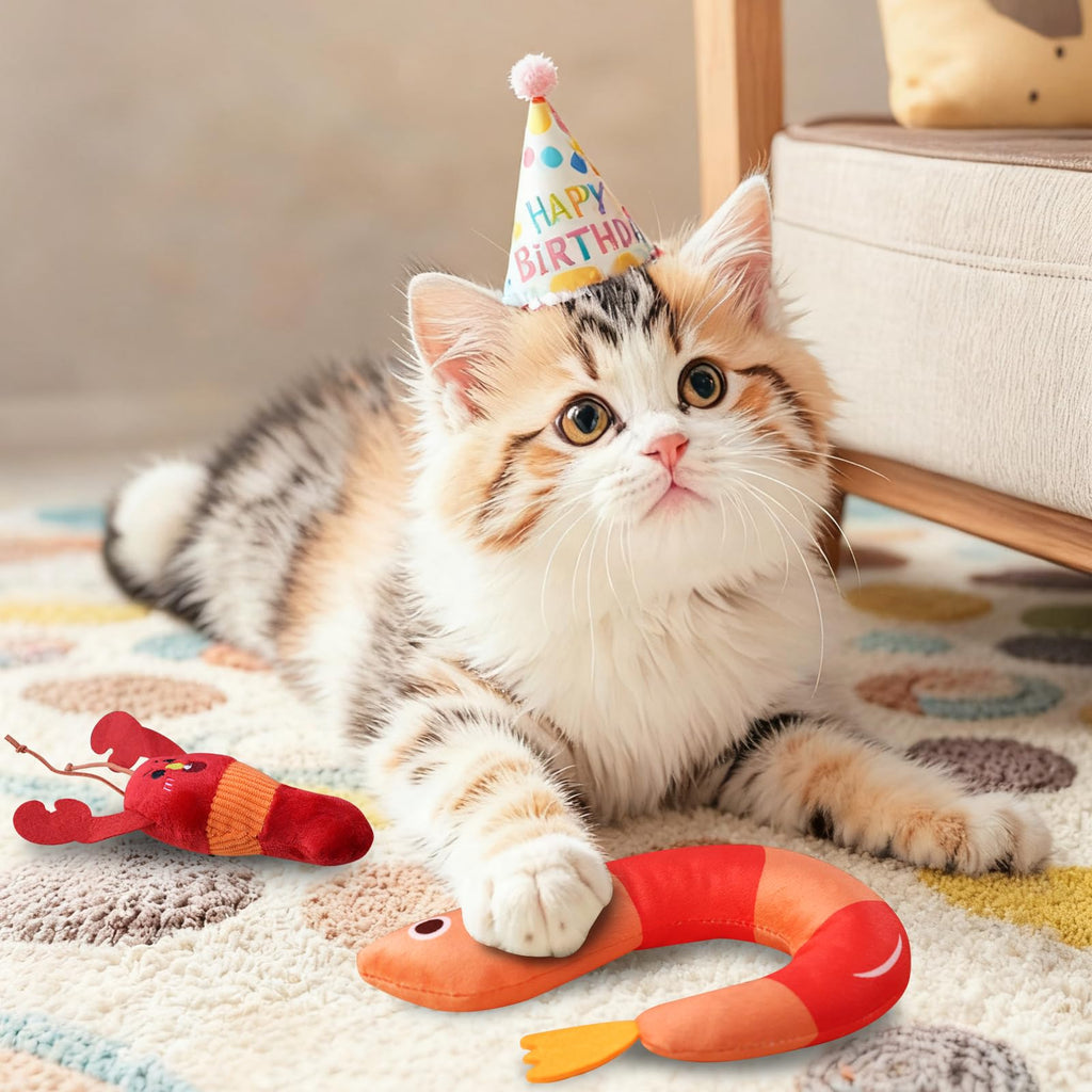 2 Pcs Catnip Plush Cat Toys with Bells V271210