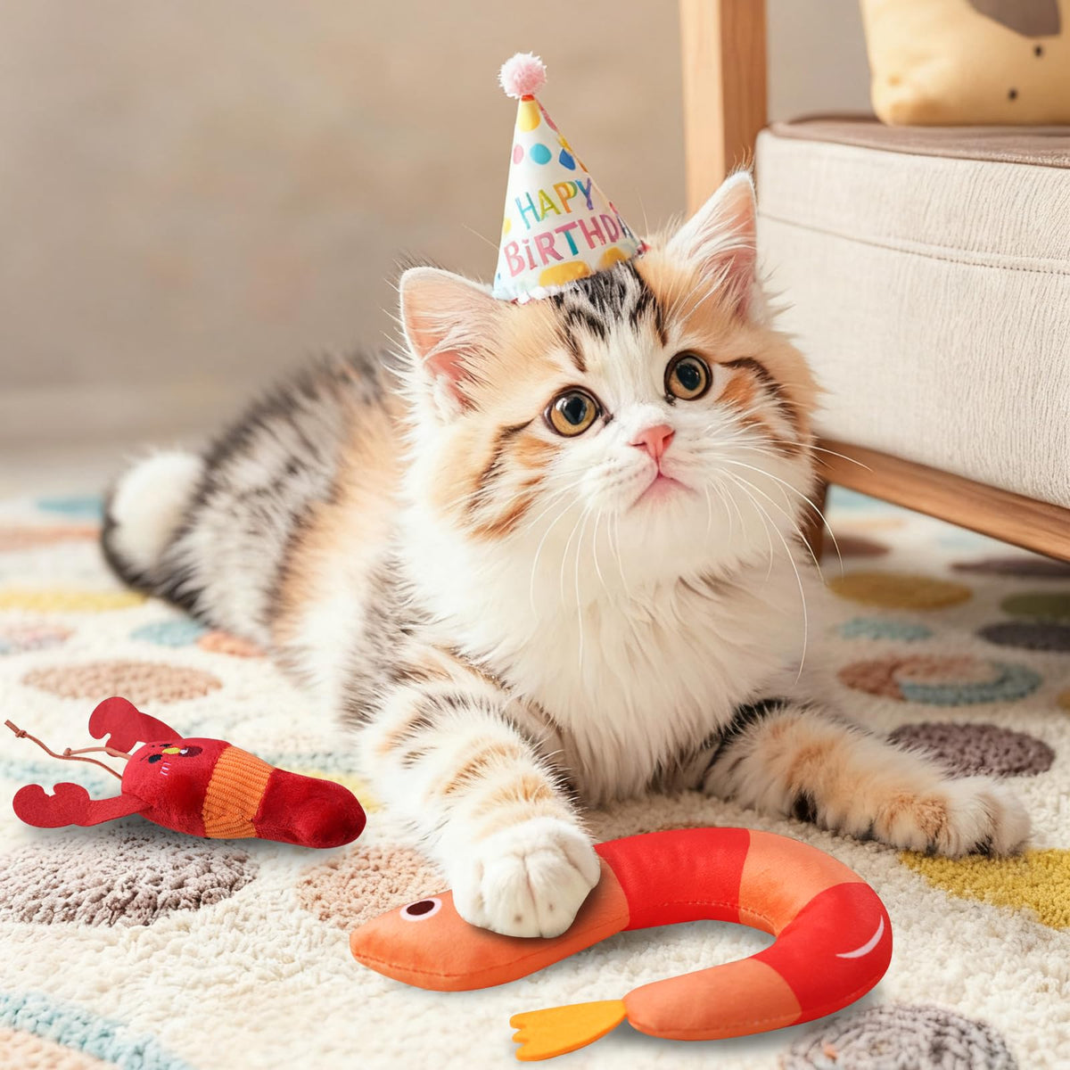 2 Pcs Catnip Plush Cat Toys with Bells V271210